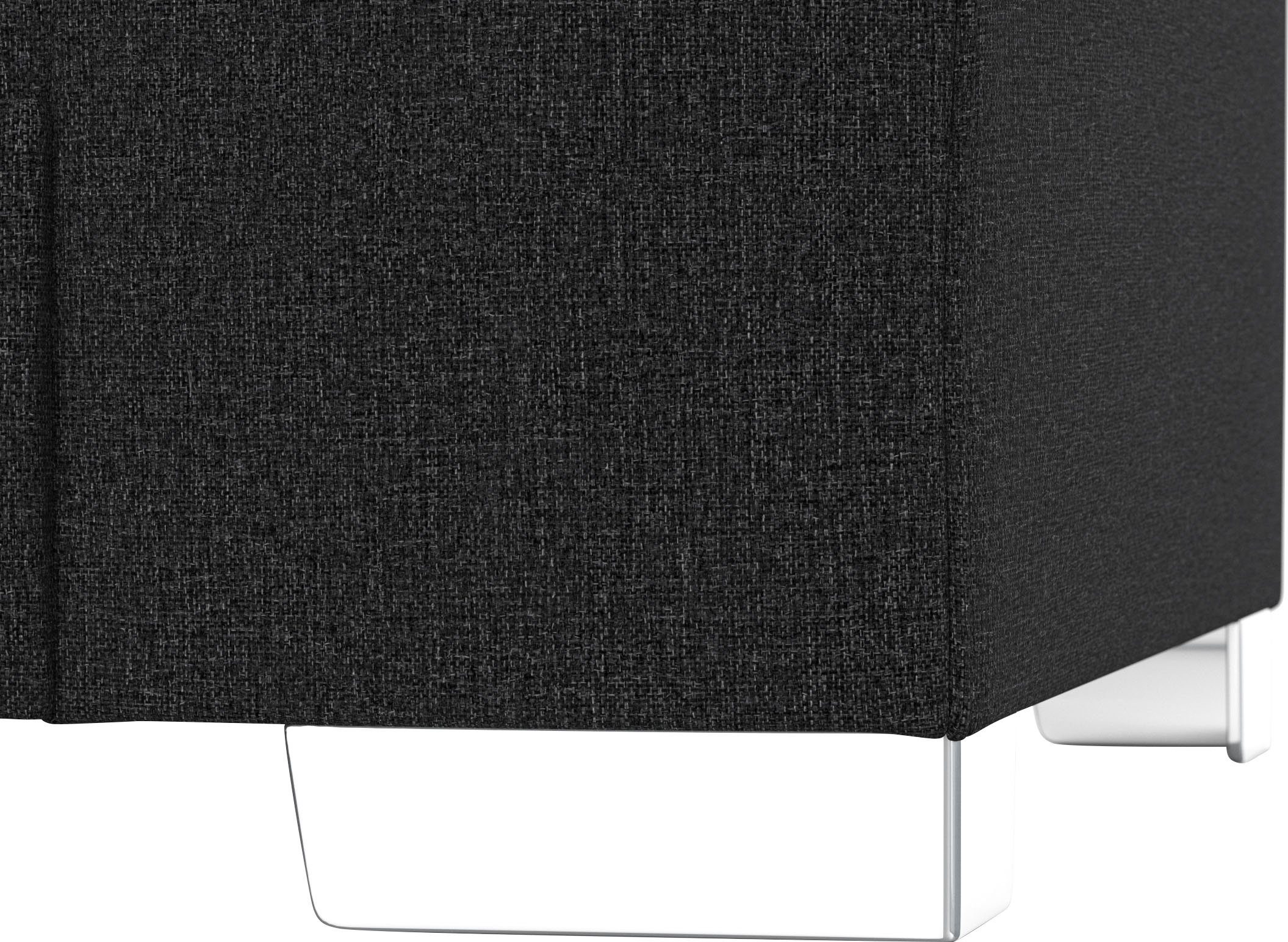 DOMO collection Hoekbank Anzio in kubistische vormtaal, platte armleuningen, L-vorm Naar keuze met bedfunctie en binnenvering voor hoog zitcomfort