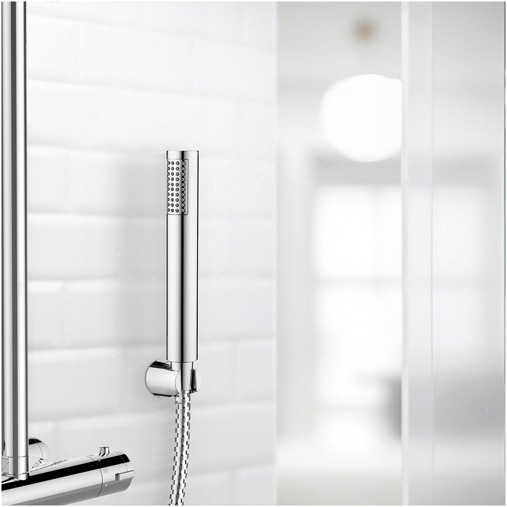 WENKO Handsproeier Model Basic Line douchkop set bad klassieke staaf-handdouche, 150 cm douche slang, bevestiging (3-delig)