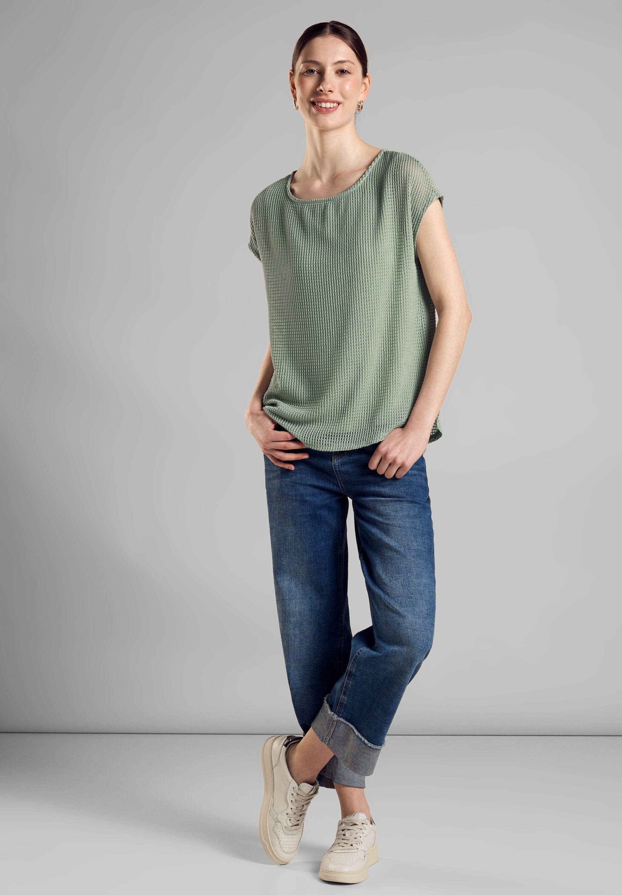 STREET ONE 2-in-1-shirt met mesh-structuur bovenstof