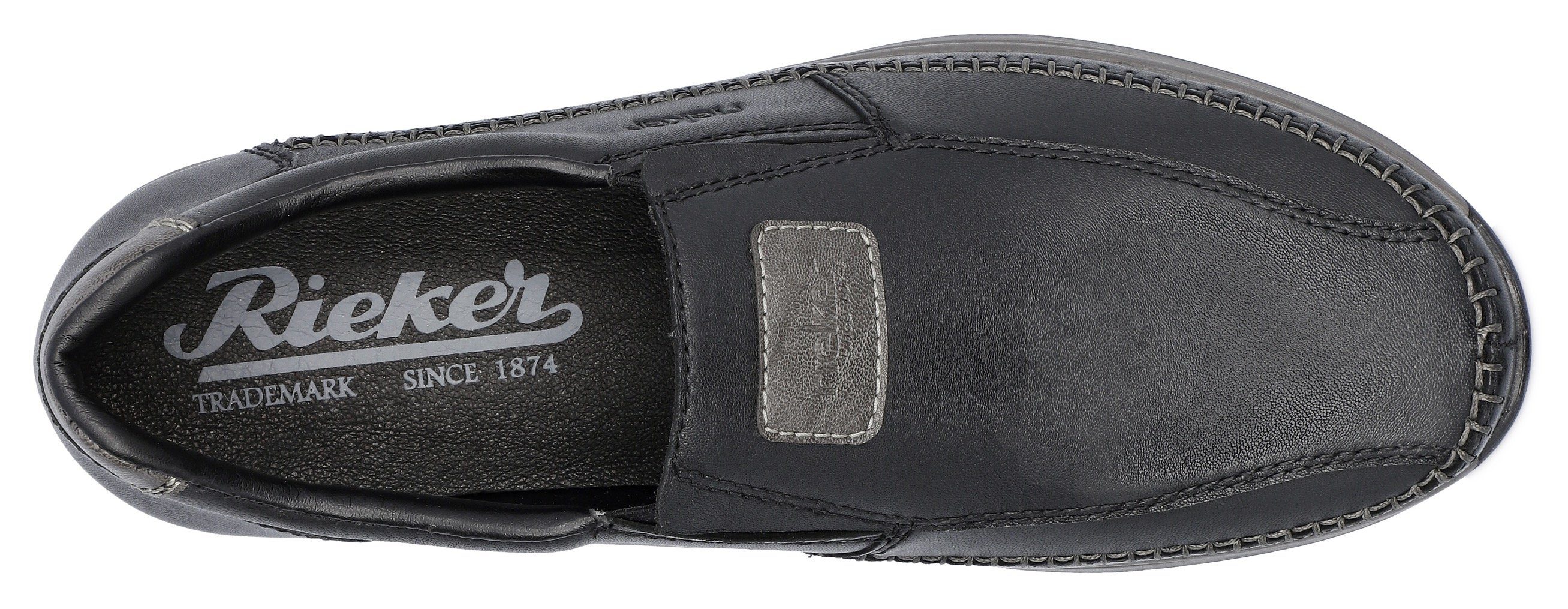 Rieker Instappers Mokassin, loafer, comfortschoen met ingewikkelde randnaad
