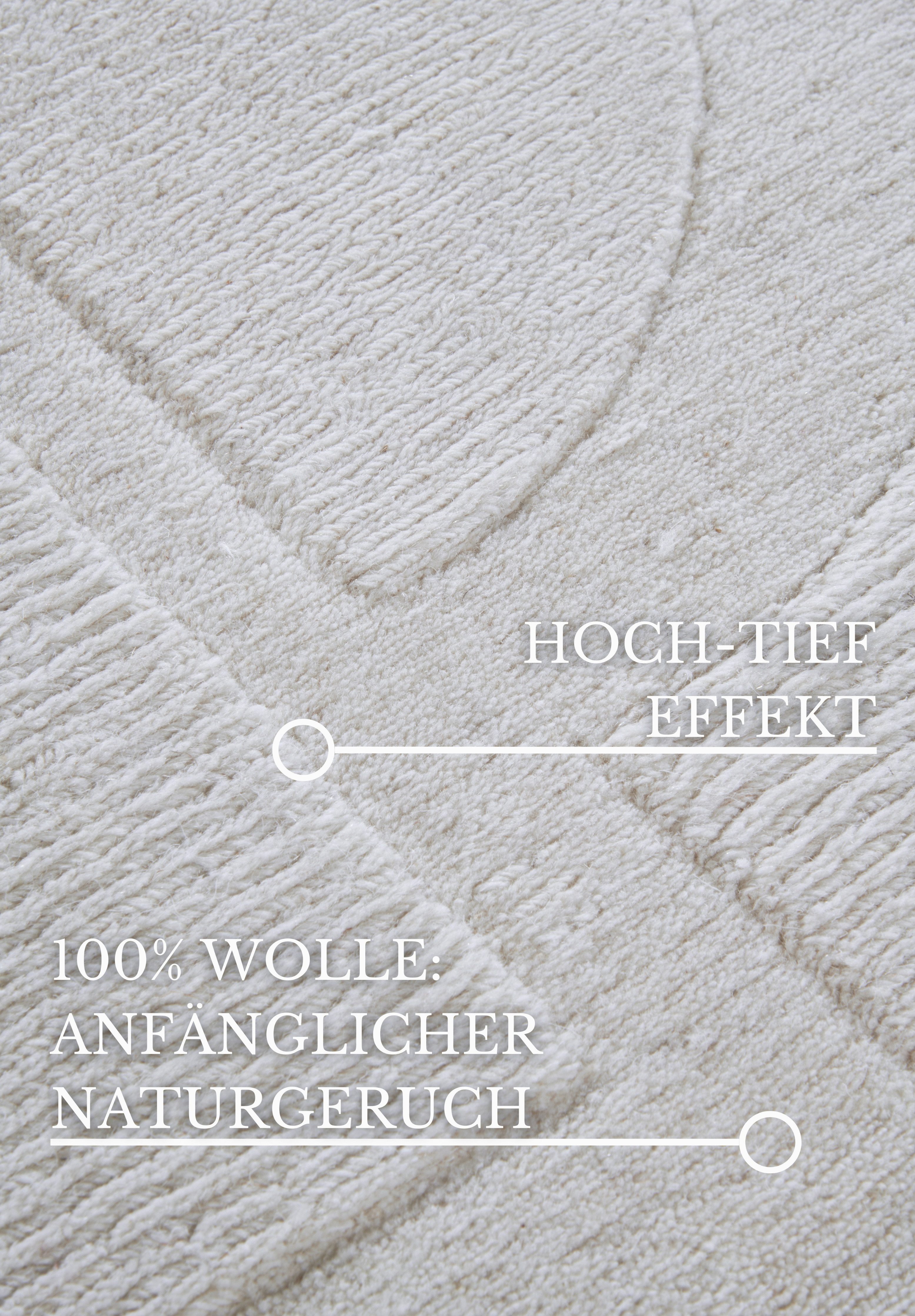 Villeroy & Boch Wollen kleed Alexis Handgeweven, wol, natuur, woonkamer, geometrie, boho, design