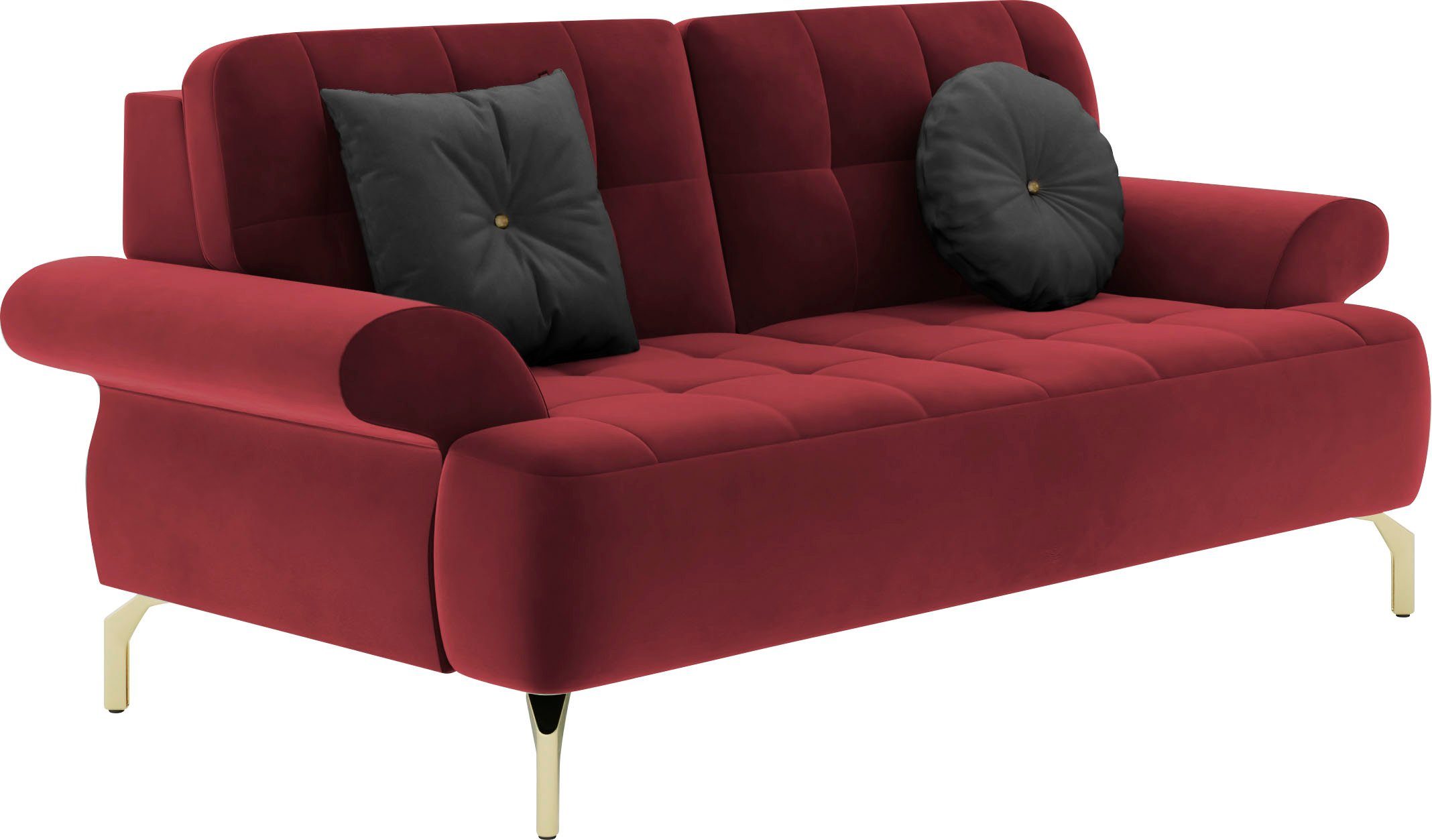sit&more 2-zitsbank Orient 1 incl. 2 sierkussens met strassteentjes, goudkleurige metalen poten