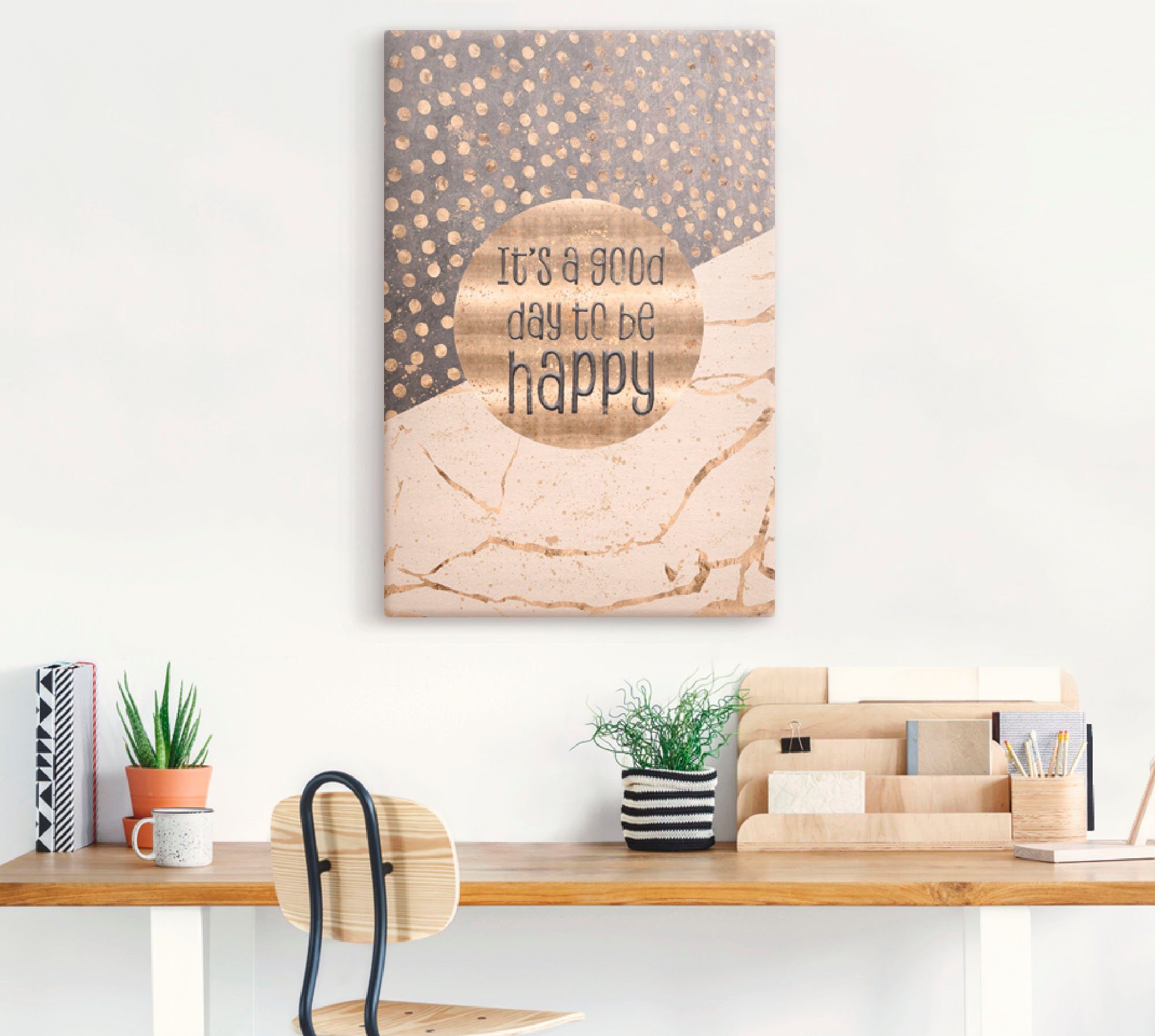 Artland Artprint Een goede dag om gelukkig te zijn als artprint van aluminium, artprint voor buiten, artprint op linnen, poster, muursticker