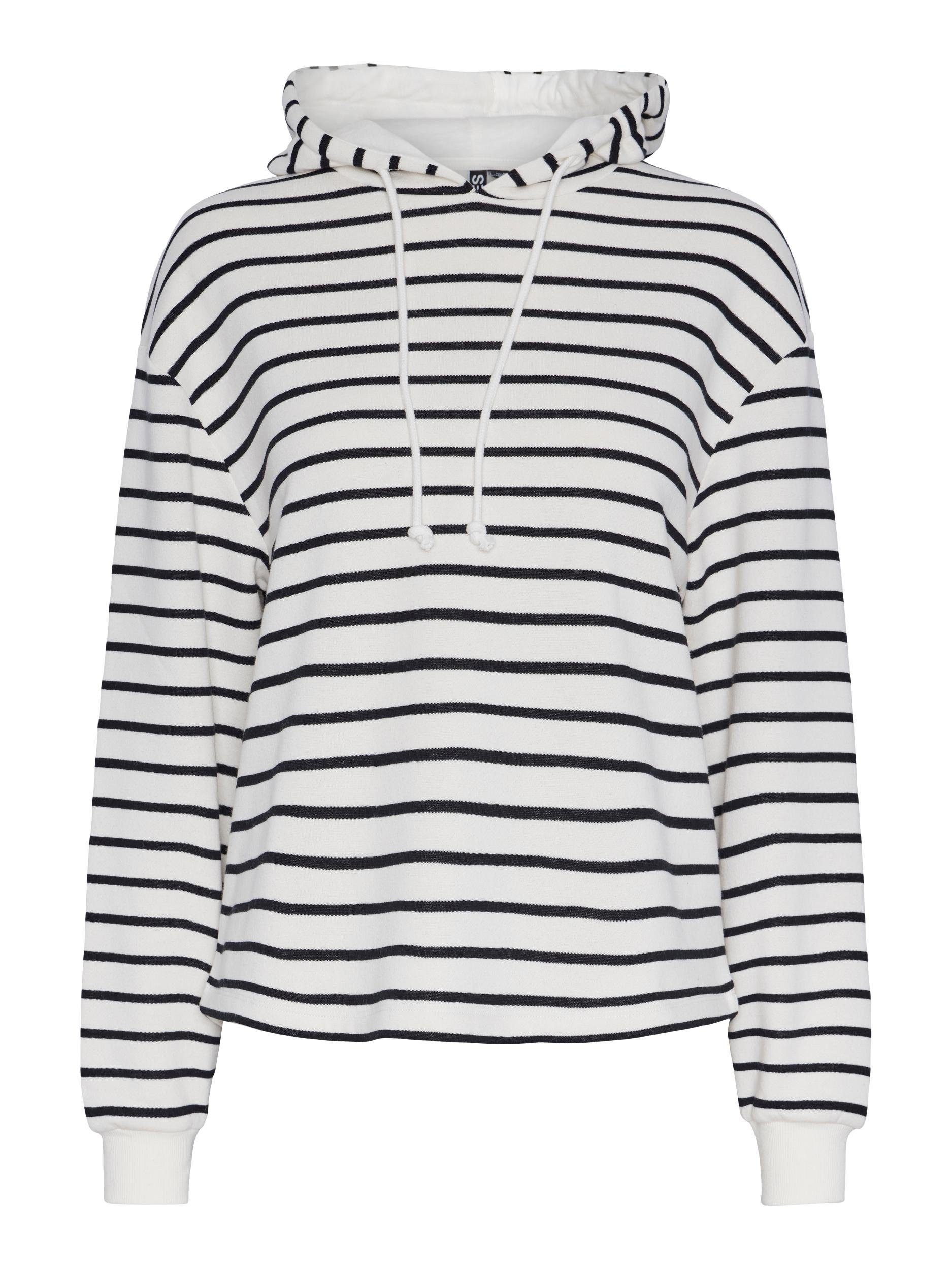 pieces Hoodie PCCHILLI LS HOODIE STRIPES NOOS BC dames truien met capuchon maat XS (34) wit