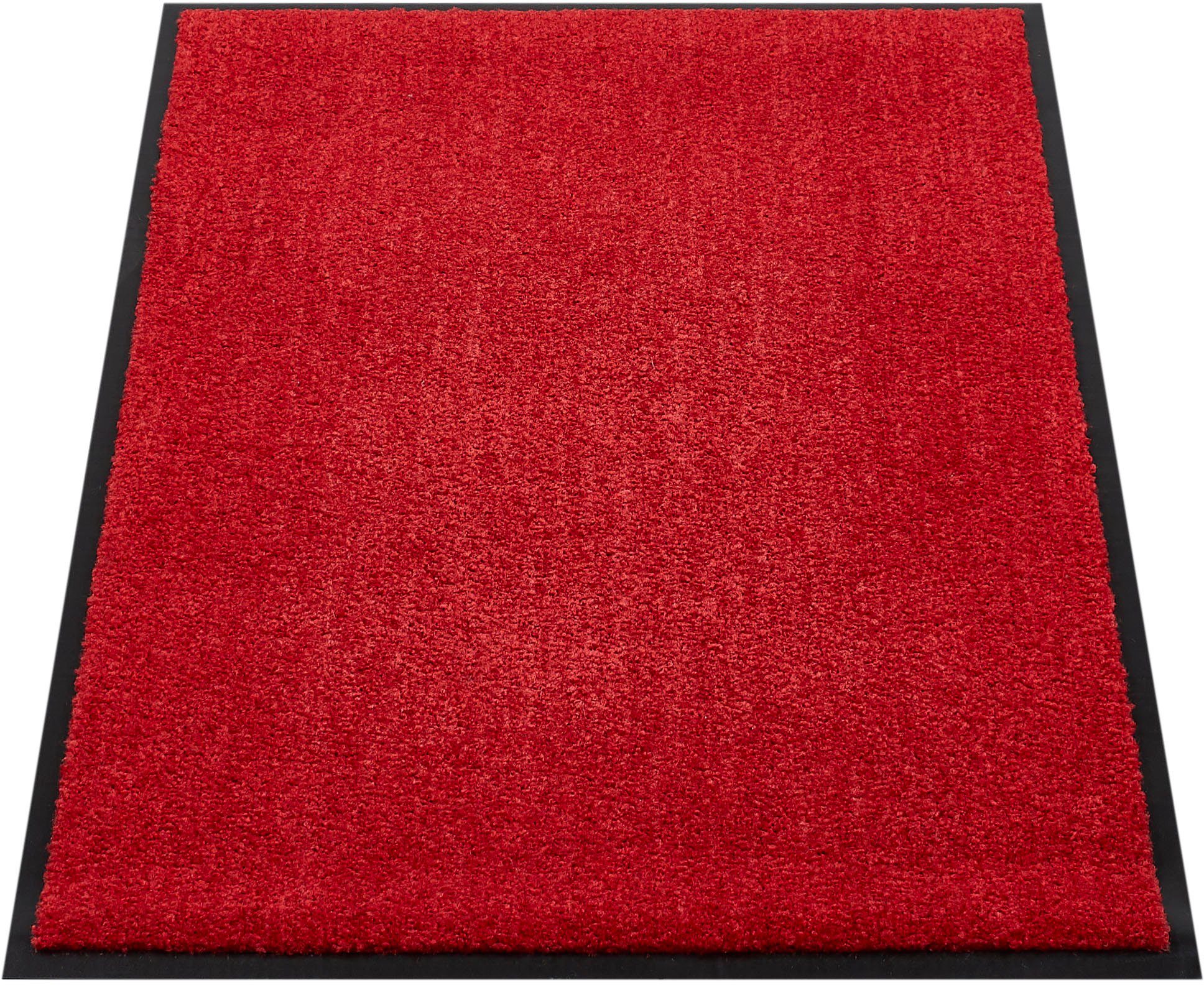 Andiamo Mat Super Wash & Clean, Made in Belgium Vuilopvangmat, uni kleuren, antislip, wasbaar deurmatten maat 90 cm x 120 cm x 7 mm rood