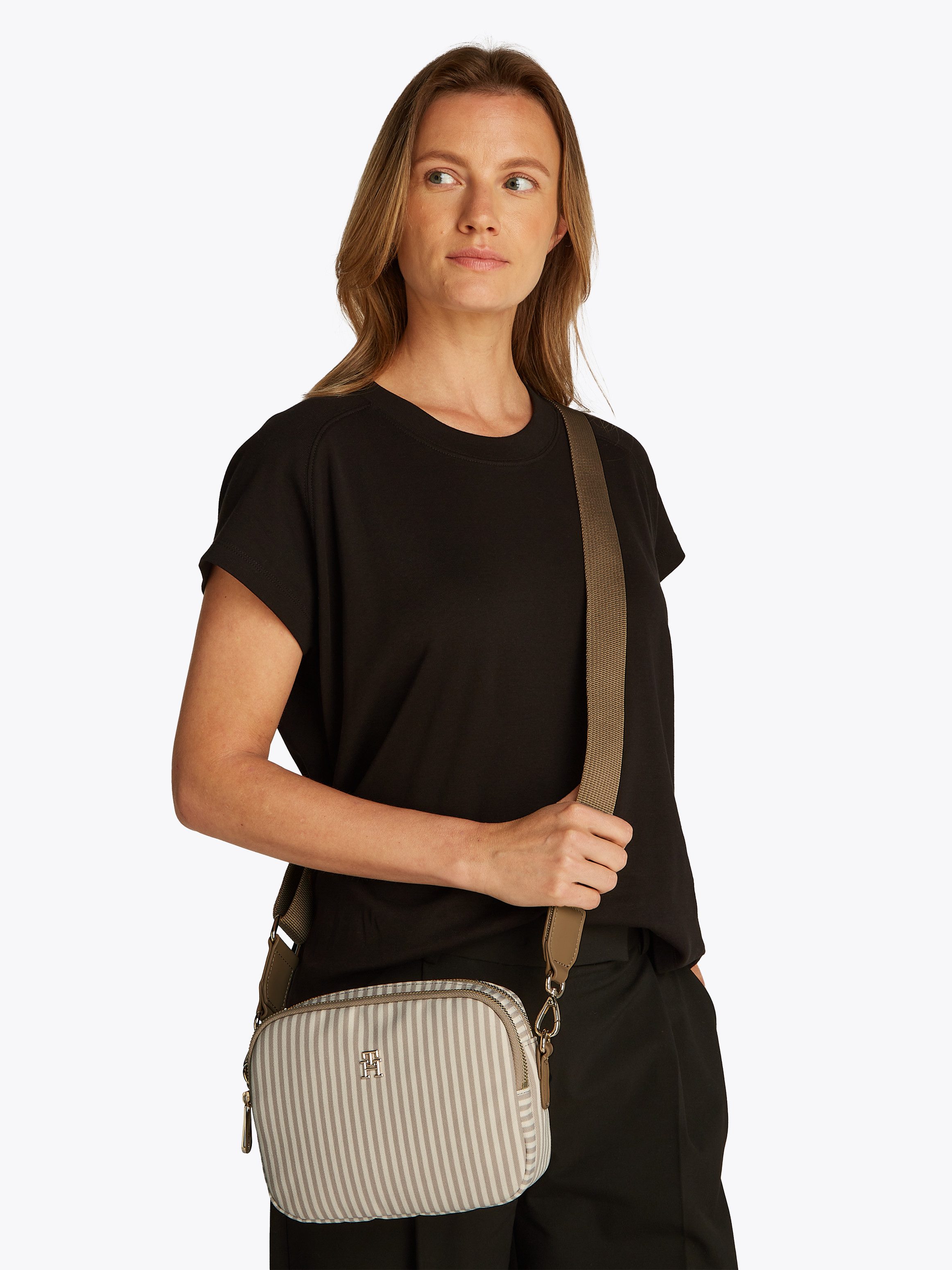 Tommy Hilfiger Camerazak POPPY SUMMER CAMERA BAG , dames schoudertas, handtas, minibag met strepen