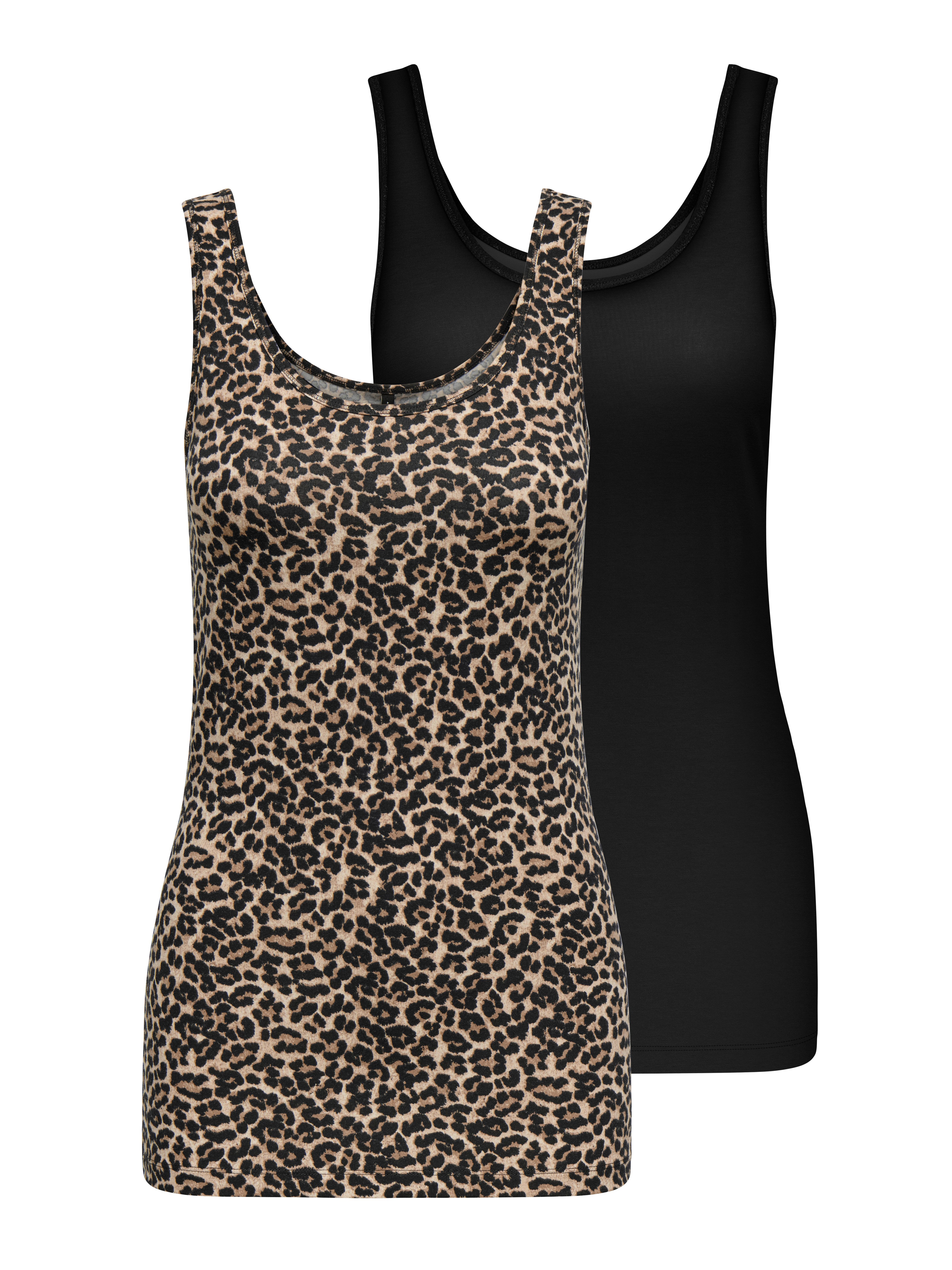 Only Tanktop ONLLIVE LOVE AOP S/L TANK TOP 2-PACK JRS (set, 2-delig) dames tanktops maat S (36) zwart