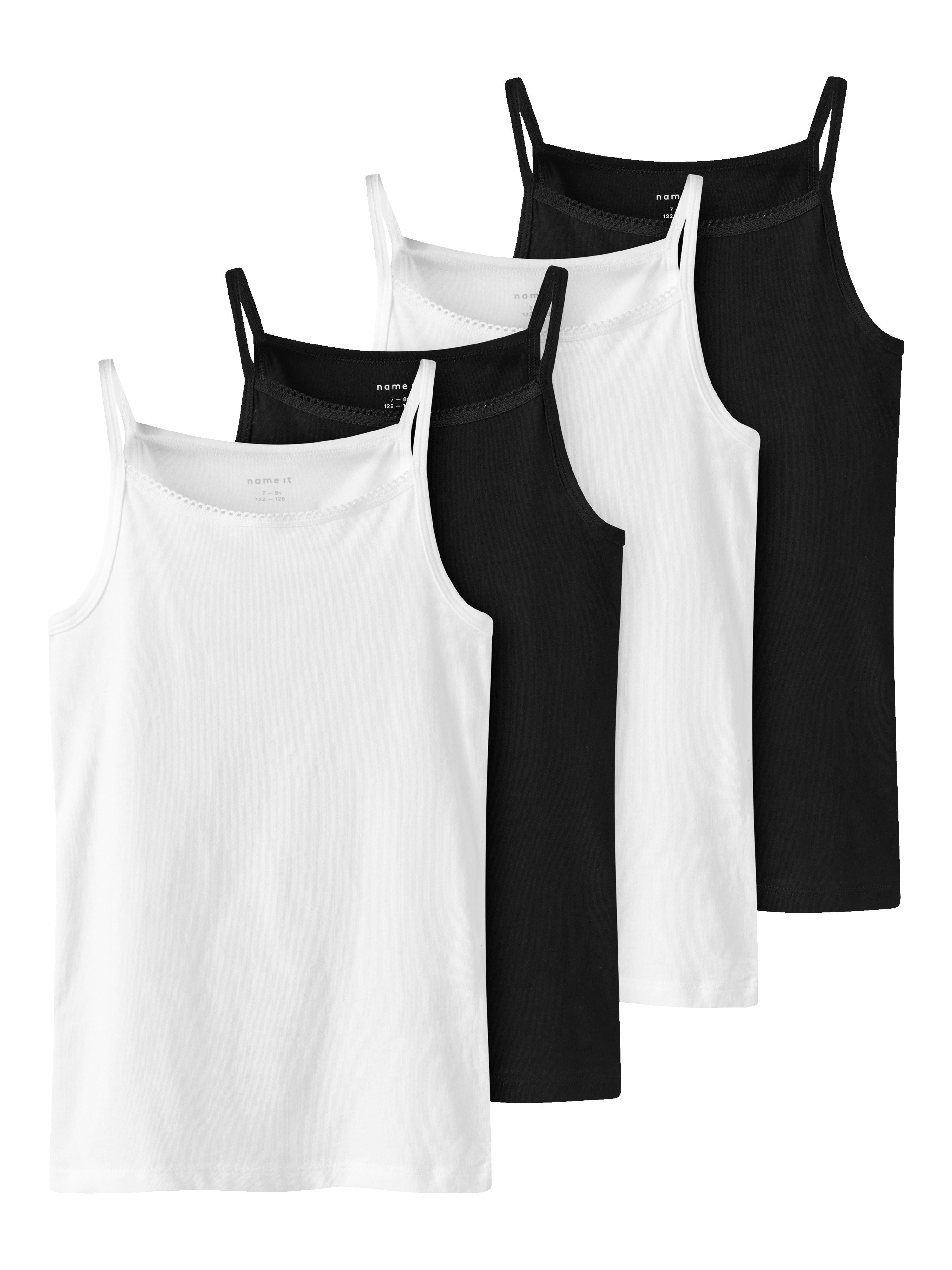 Name It Hemd NKFSTRAP TOP 4P BLACK WHITE SOLID NOOS (set, 4 stuks)