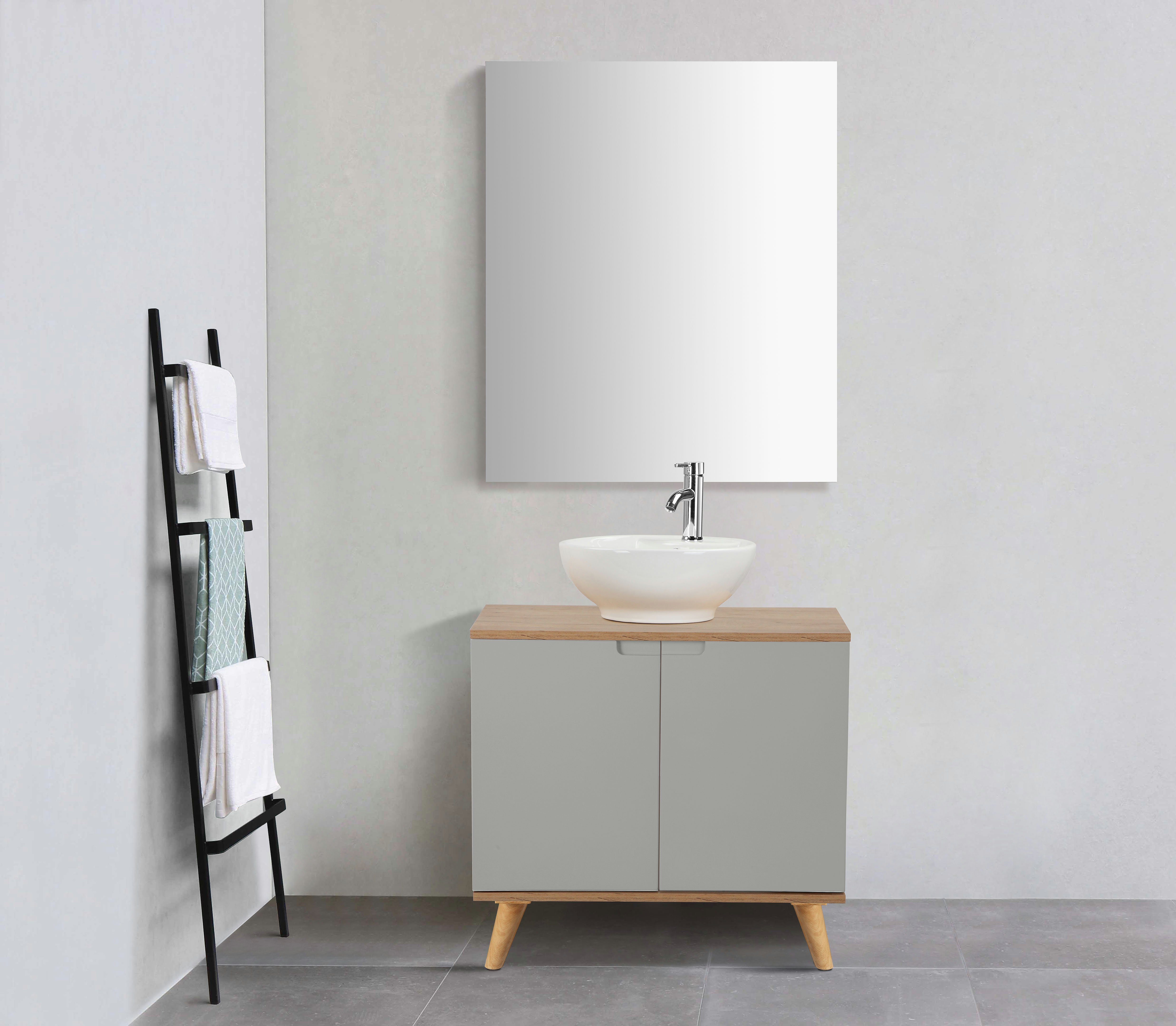 welltime Wastafelonderkast Lund wastafelonderkast voor aan de wand hangende wasbak WC onderkast Badkamerkast wastafelonderkast breedte 65 cm met sifonuitsparing badkamerkast