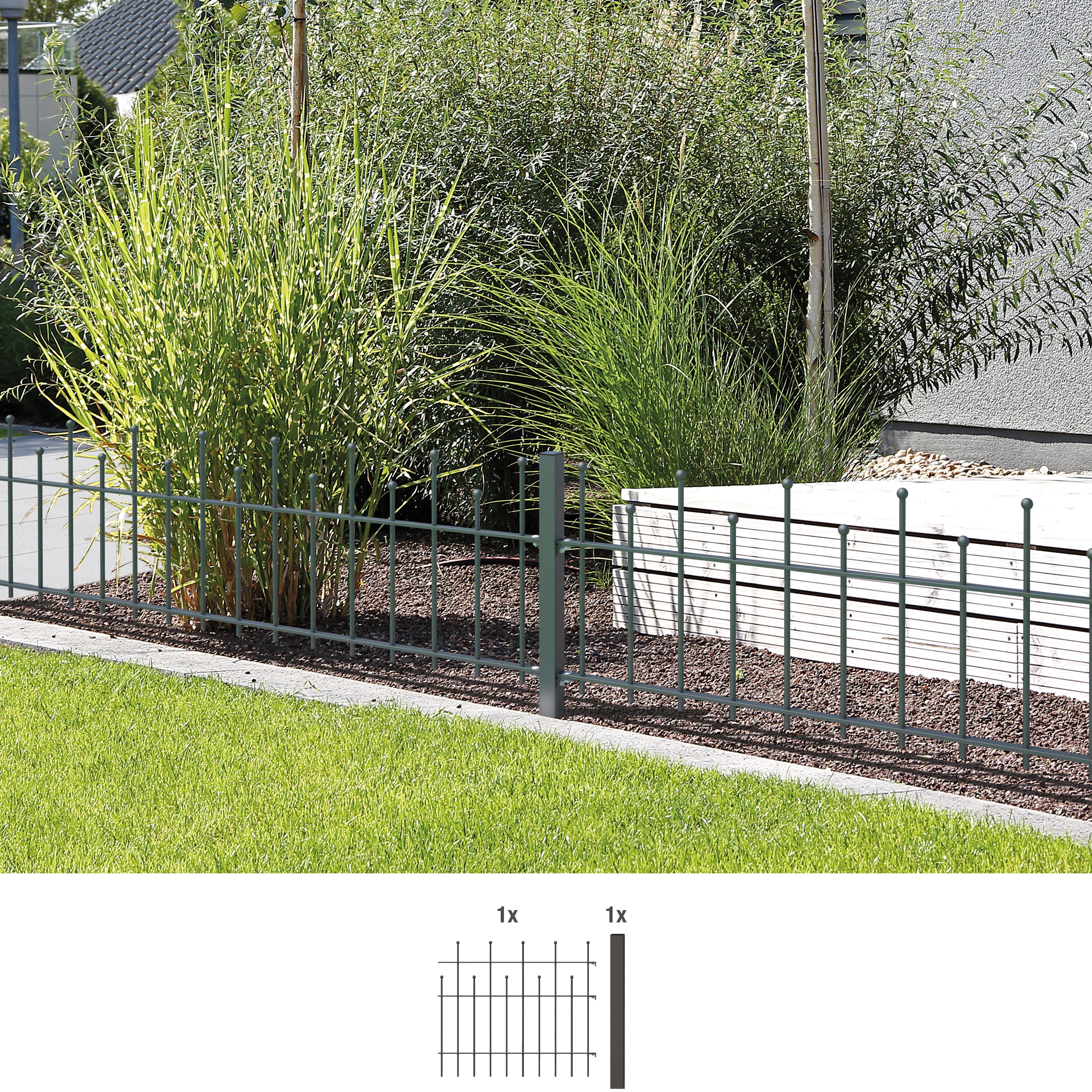 GAH Alberts Metalen hek Uitbreidingsset Madrid Hoogte: 49,5, 73,5 en 98,5 cm, breedte: 200 cm, om vast te schroeven