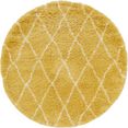 myflair moebel  accessoires hoogpolig vloerkleed temara shag geweven, ruiten design, zachte touch, ideaal in de woonkamer  slaapkamer geel