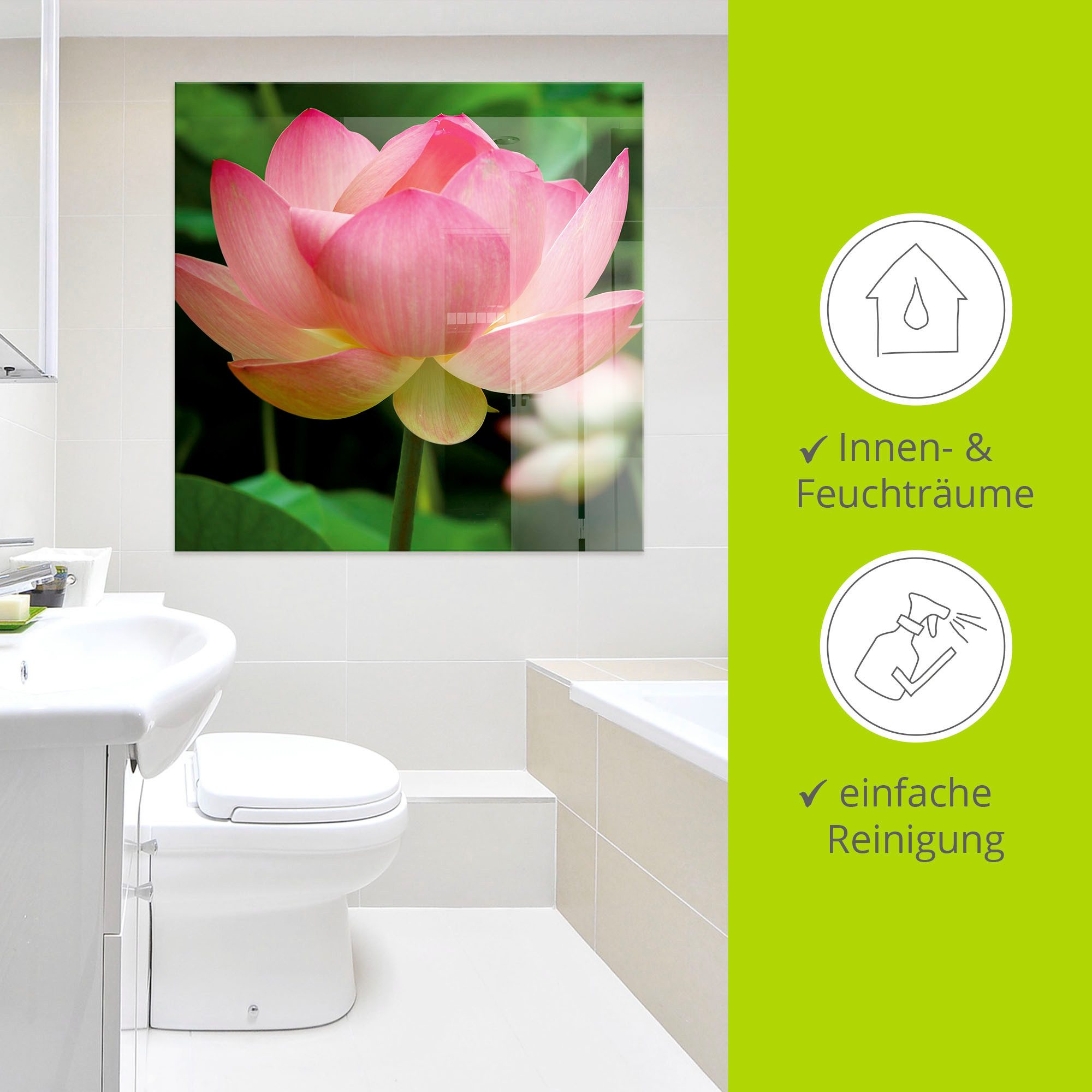 Artland Print op glas Lotus - waterlelie in verschillende maten