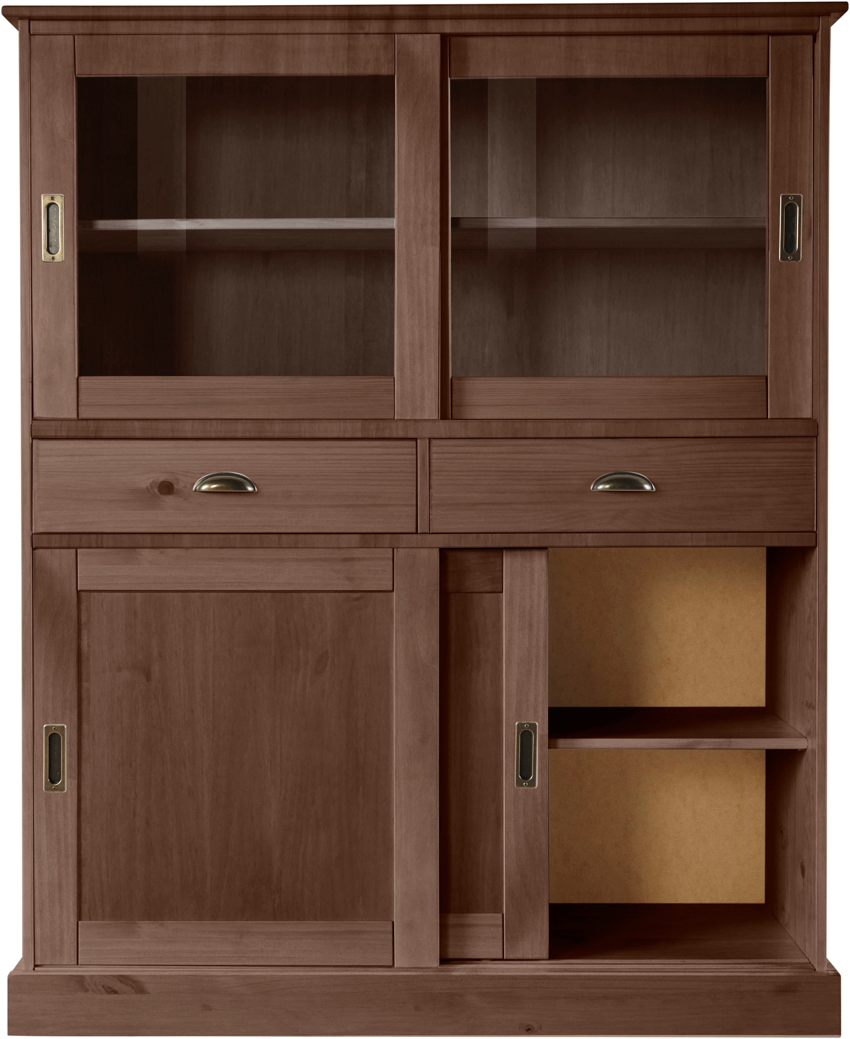 Home affaire Highboard Schröder Vitrine van massief dennenhout, breedte 114 cm