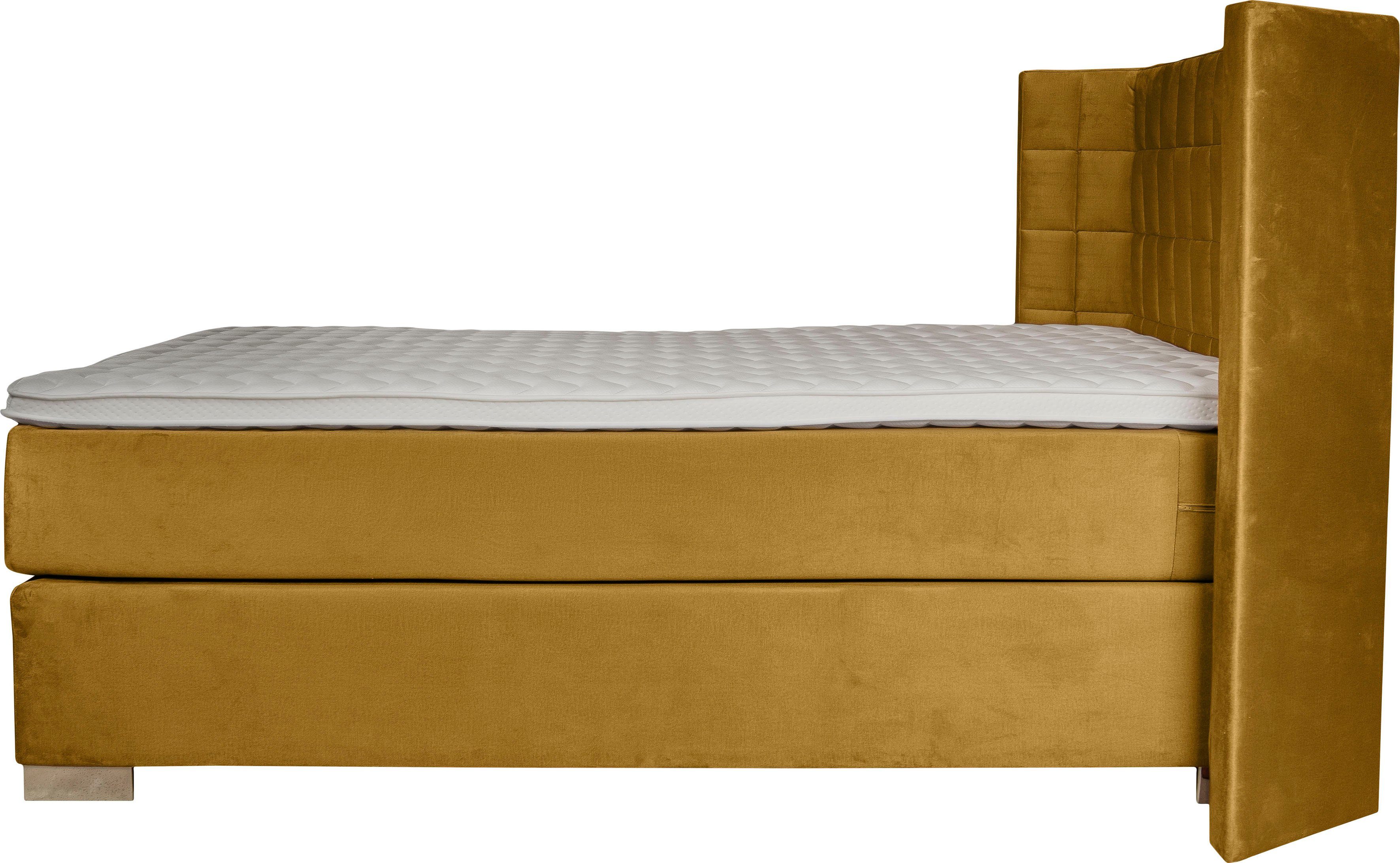 Places of Style Boxspring Piazza met stiksels en hoofdbord met vleugels opzij