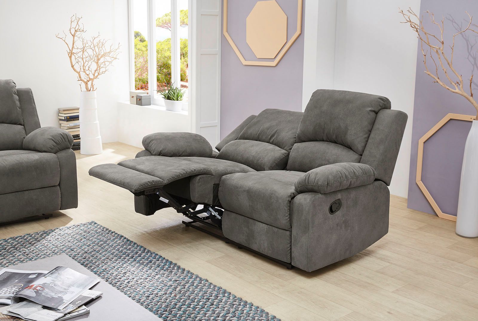 Jockenhöfer Gruppe 2-zitsbank Dakota Ligfunctie met halfautomatische relaxfunctie, TFK bekleding