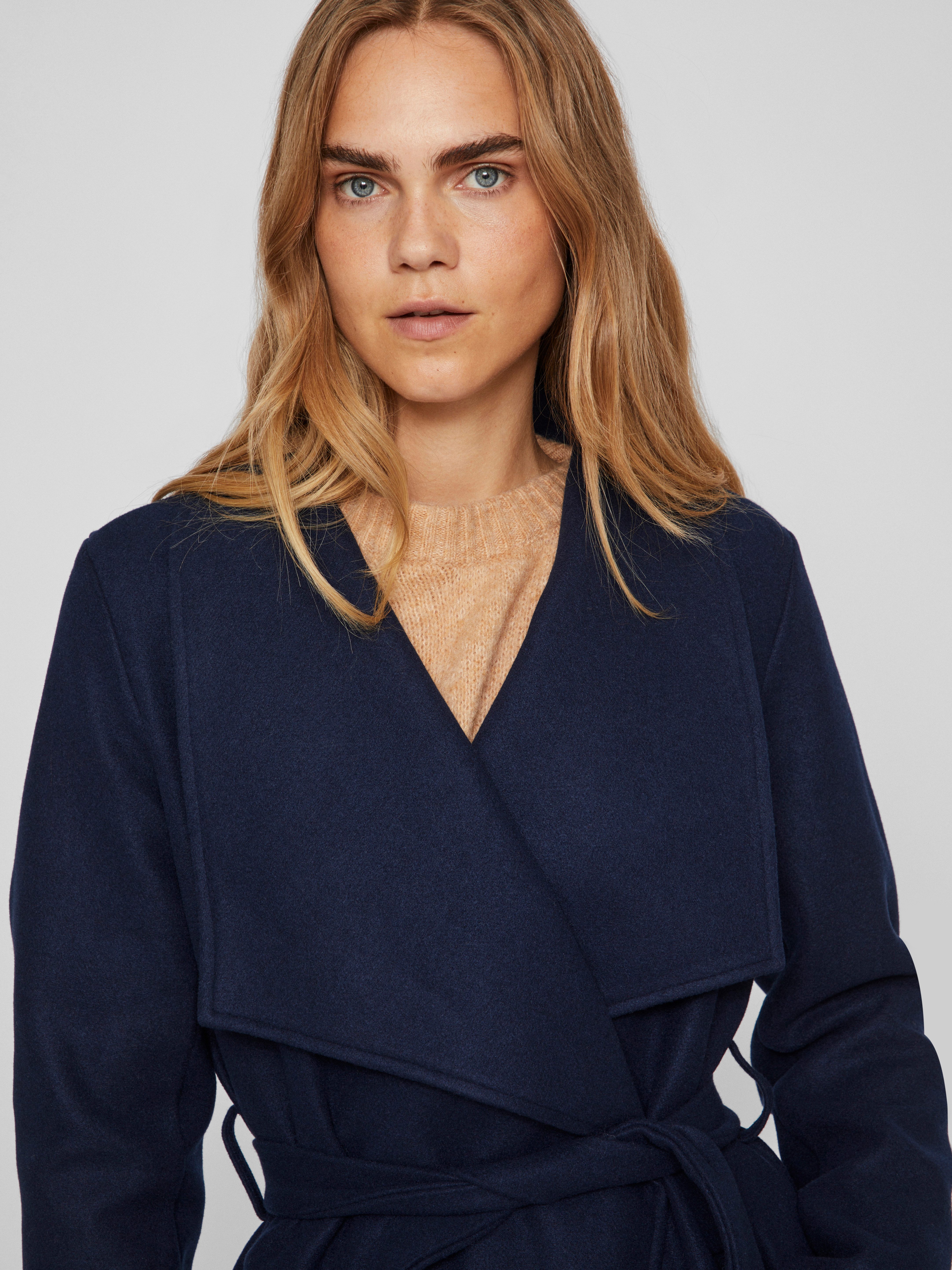 Vila Korte jas VICOOLEY COLLAR BELT COAT - NOOS