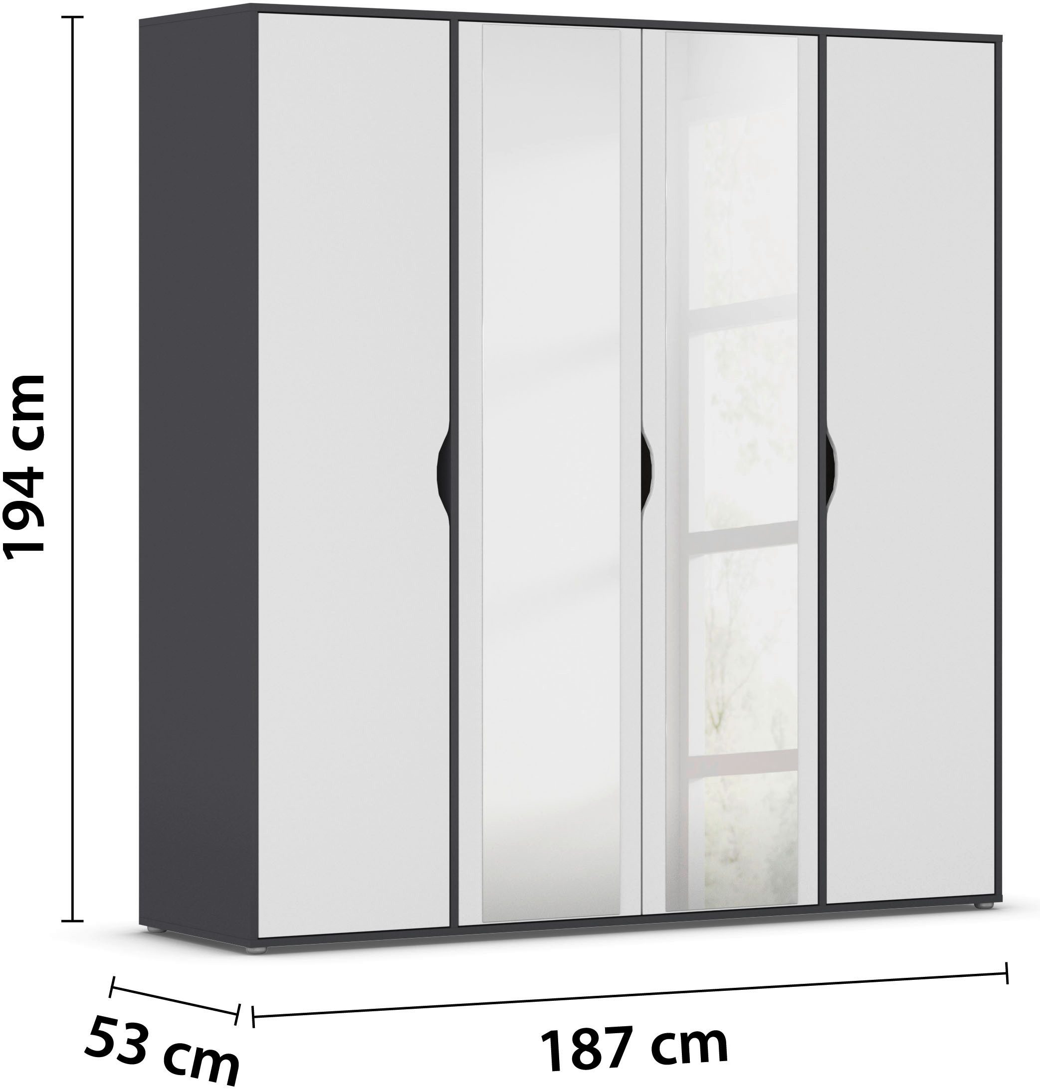 rauch Draaideurkast Kledingkast Kast Garderobe Wasmand NARAI met Spiegel Greefaansluitingen voor een greeploze look TOPSELLER MADE IN GERMANY