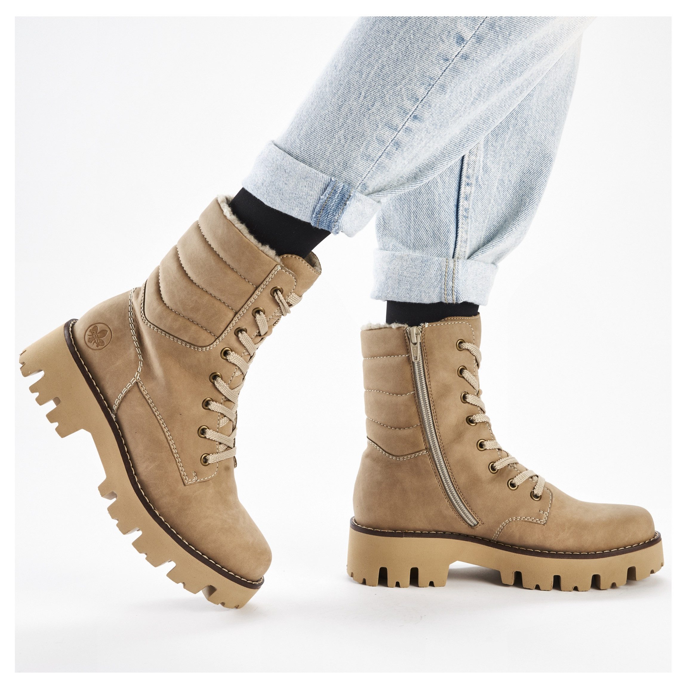 Rieker Winterlaarsjes winterlaarzen, veterschoenen, profielzool, met binnenrits
