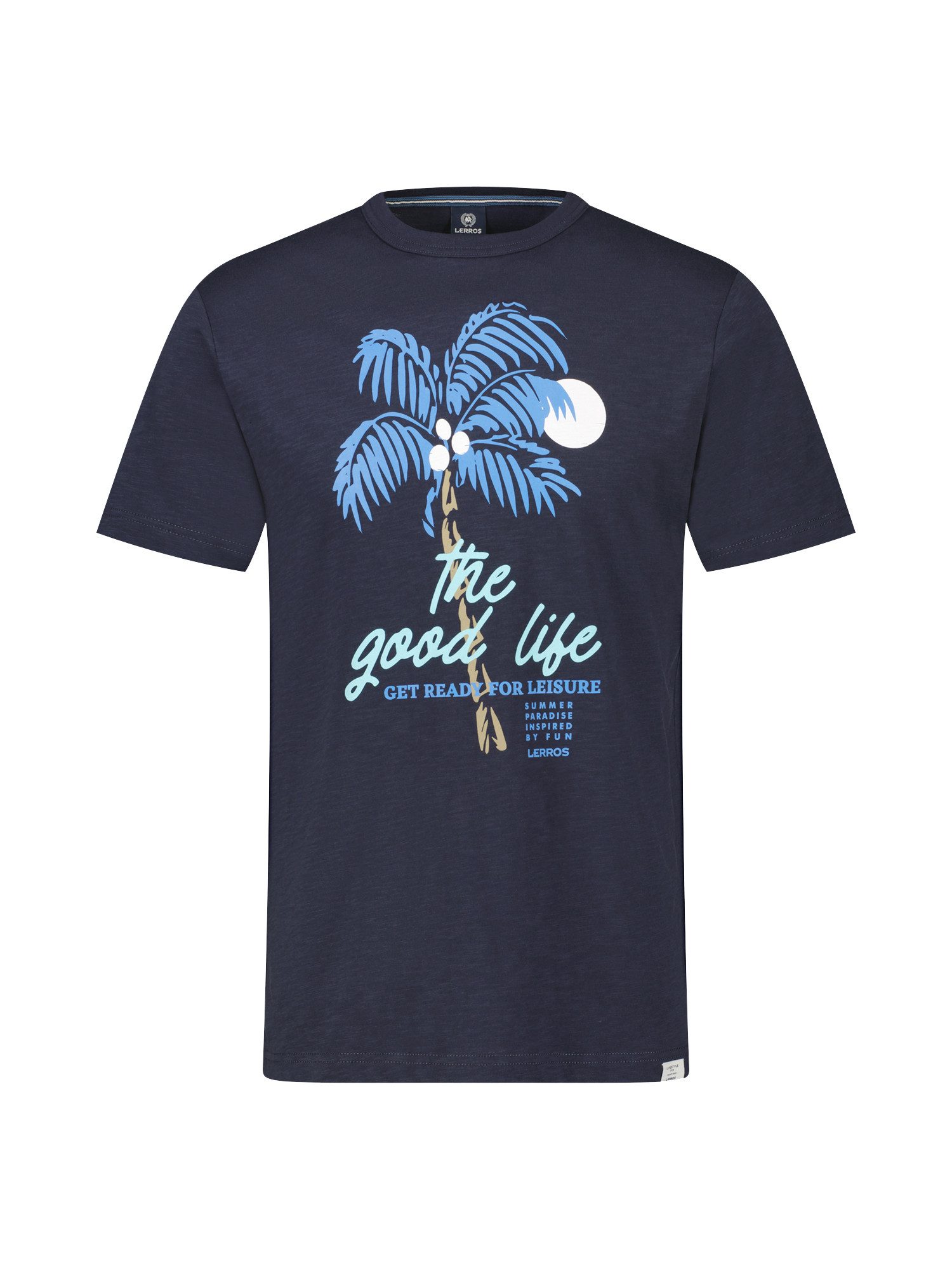 Lerros T-shirt LERROS ronde hals T-shirt voor heren met palmenprint
