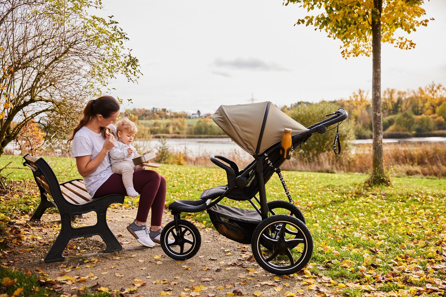 Hauck Kinderwagen met drie wielen Runner 3, Jungle Green met xxl-luchtwielen en handrem, tot 22 kg belastbaar