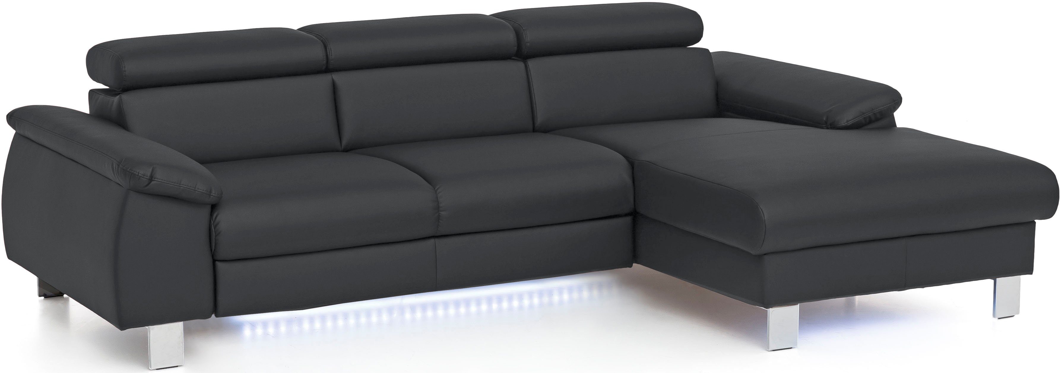 COTTA Hoekbank Komaris L-vorm met hoofdeindeverstelling keuze met bedfunctie, bedlade & verlichting