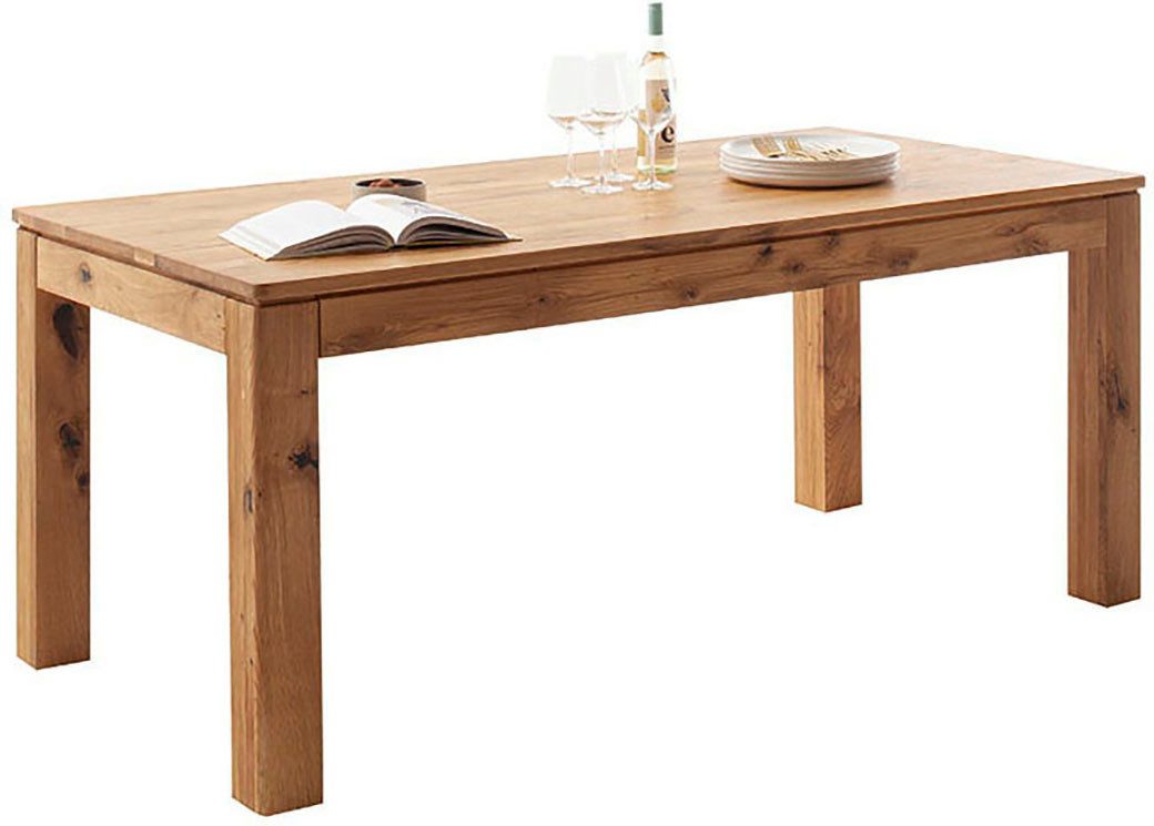 MCA furniture Eettafel ETNA 4-poot tafel Massief hout, doorlopende lamel, blokvoet 10x10 cm, tafelblad 2,5 cm