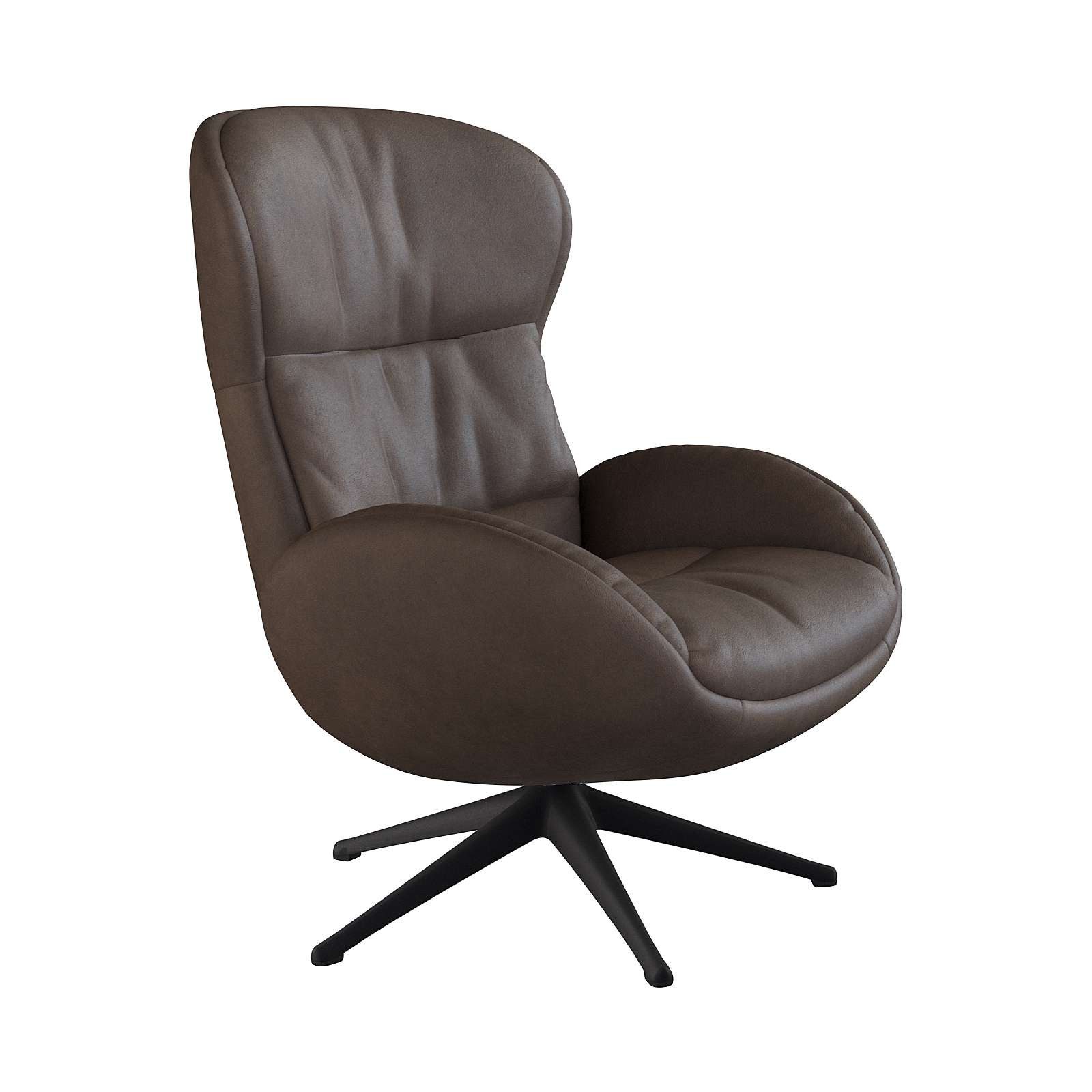 FLEXLUX Relaxfauteuil Haze, TV-stoel, fauteuil, stoffeerstoel Rugdeelverstelling, draaibaar, voet zwart tv-fauteuils maat Anilineleer bruin