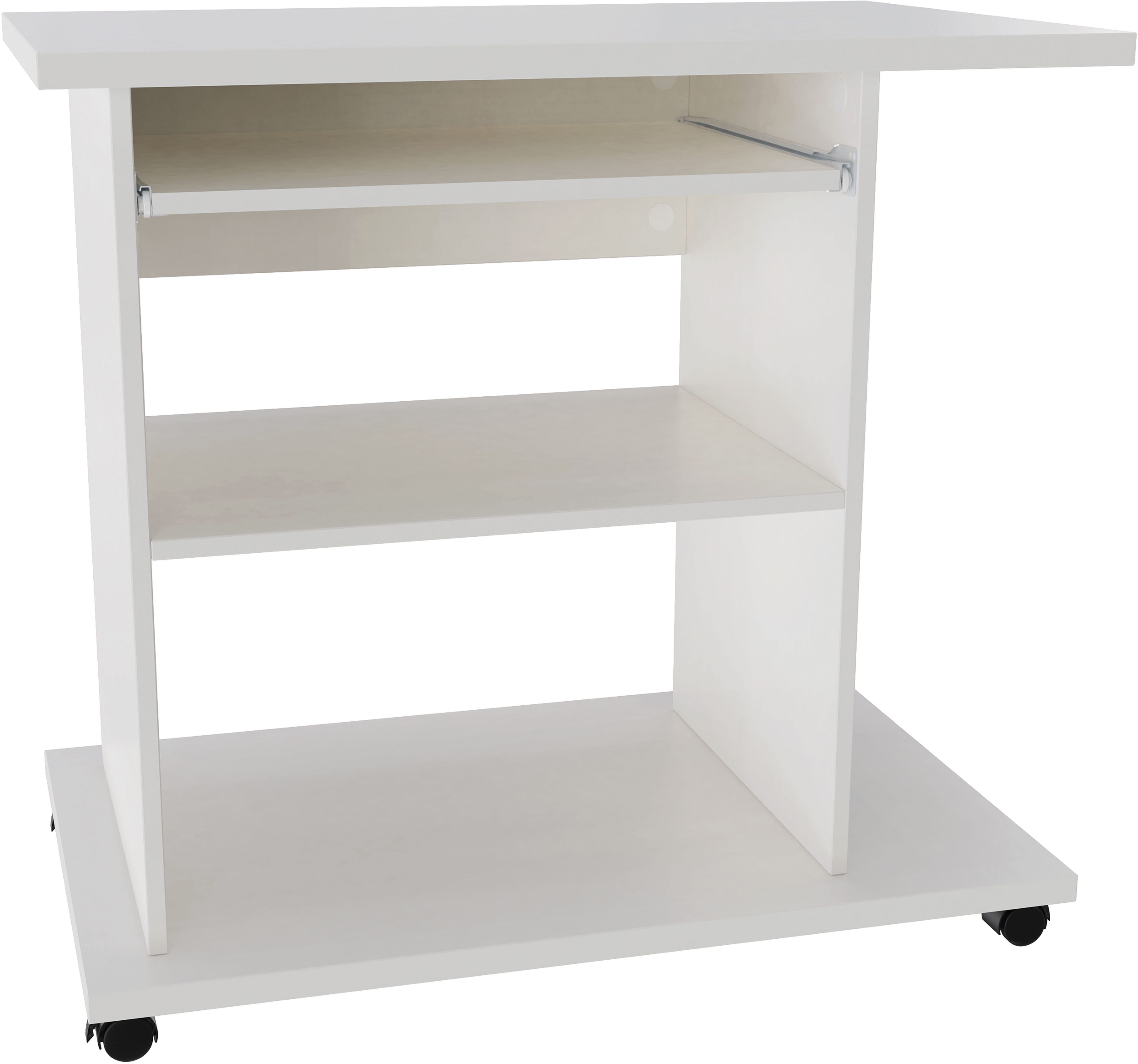INOSIGN Pc-bureau LOKVE, Laptoptisch, Bureau, rollend, toetsenborduitrek, torenvak, printervak, hoogte 75 cm