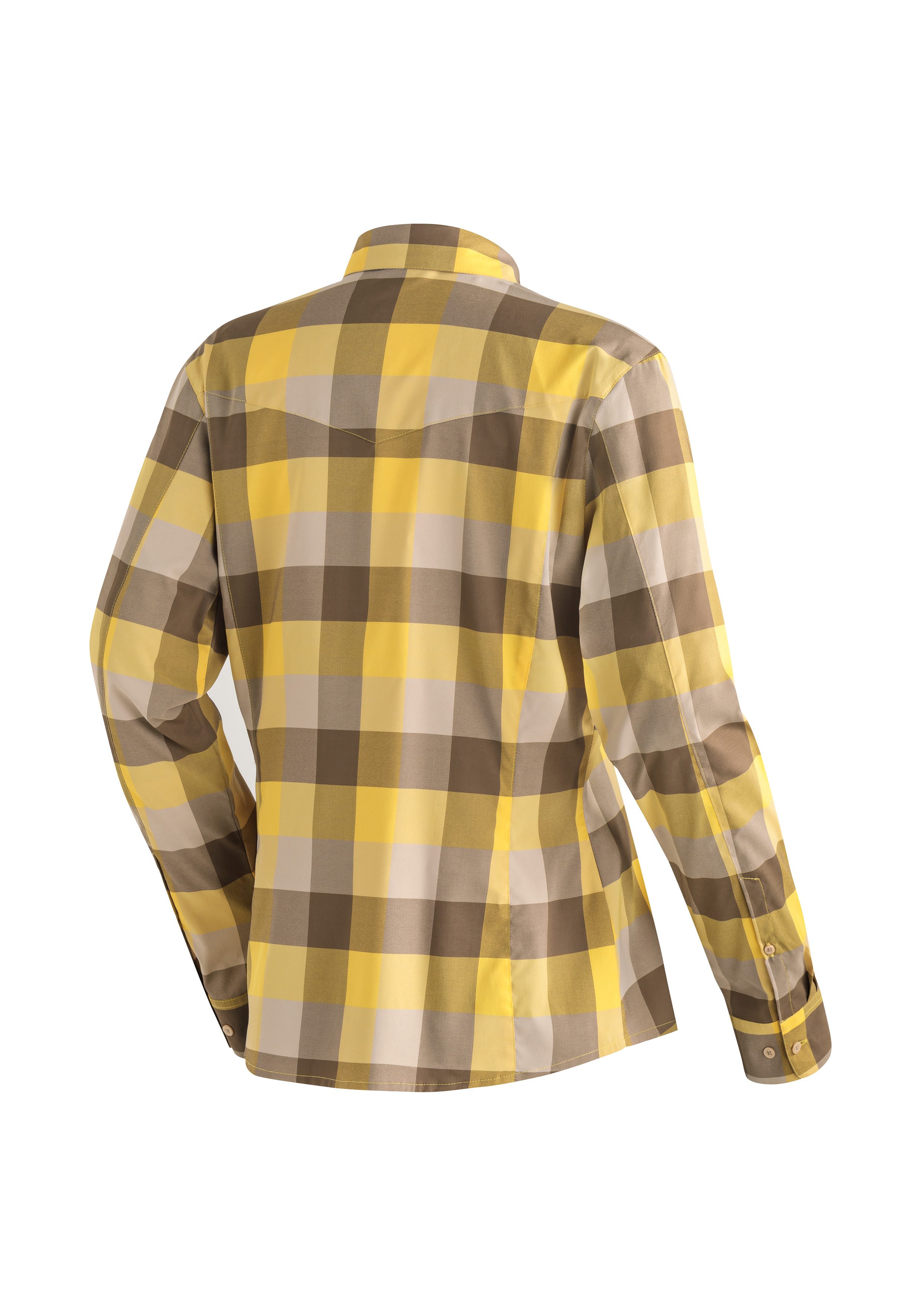 Maier Sports Outdoorblouse Kendra L/S W Dames lange mouwen blouse, onderhoudsvriendelijke geruite blouse