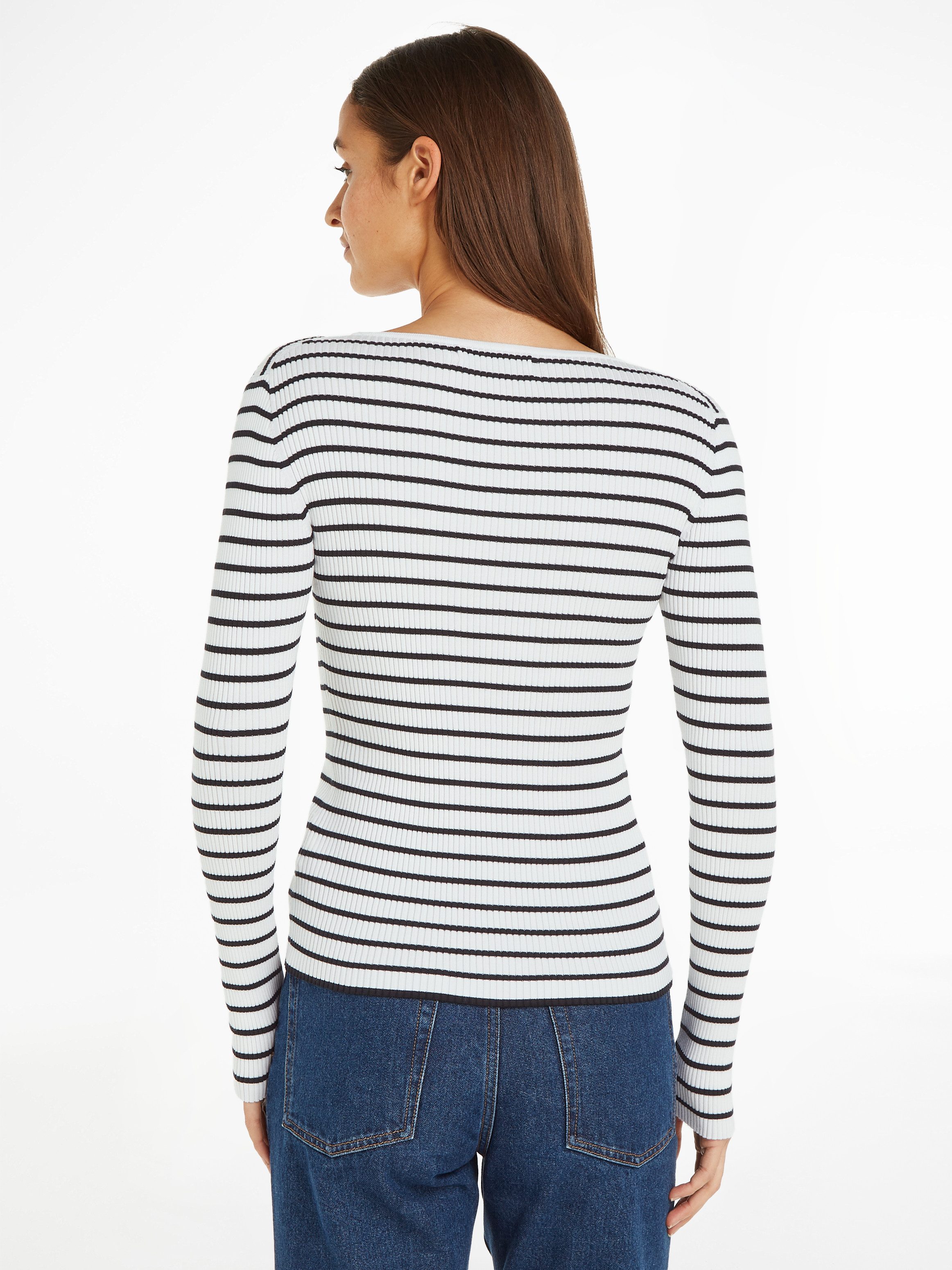 Calvin Klein Trui met ronde hals WOVEN LABEL TIGHT SWEATER