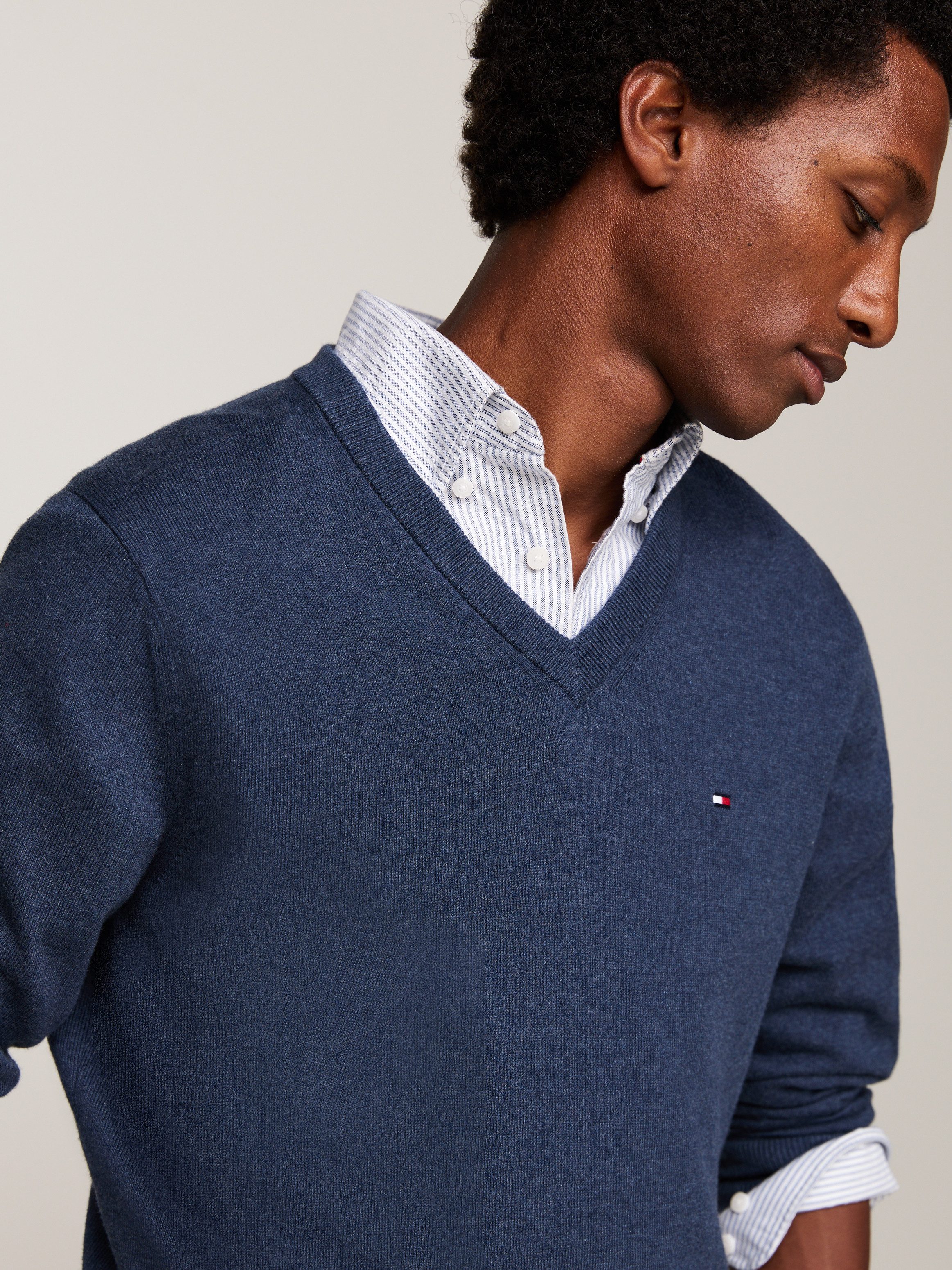 Tommy Hilfiger Trui met V-hals PIMA ORG CTN CASHMERE V NECK