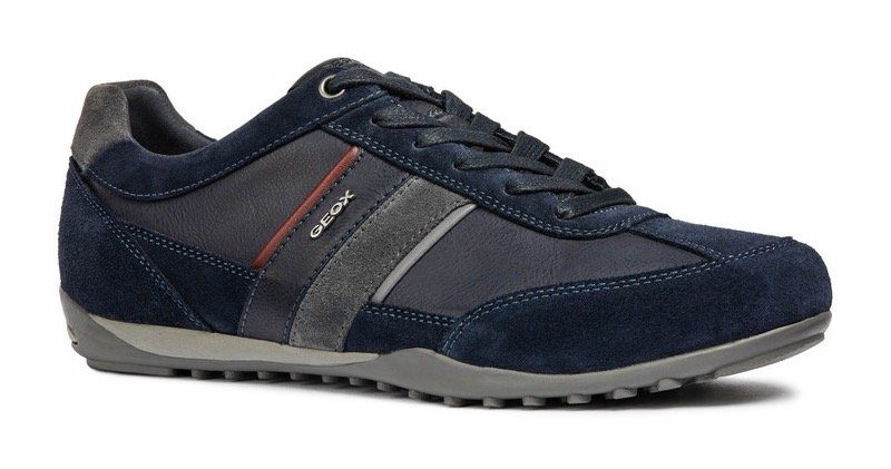Geox Sneakers U WELLS C Vrijetijdsschoen, lage schoen, veterschoen met logoversiering heren veterschoenen maat 46 EU blauw