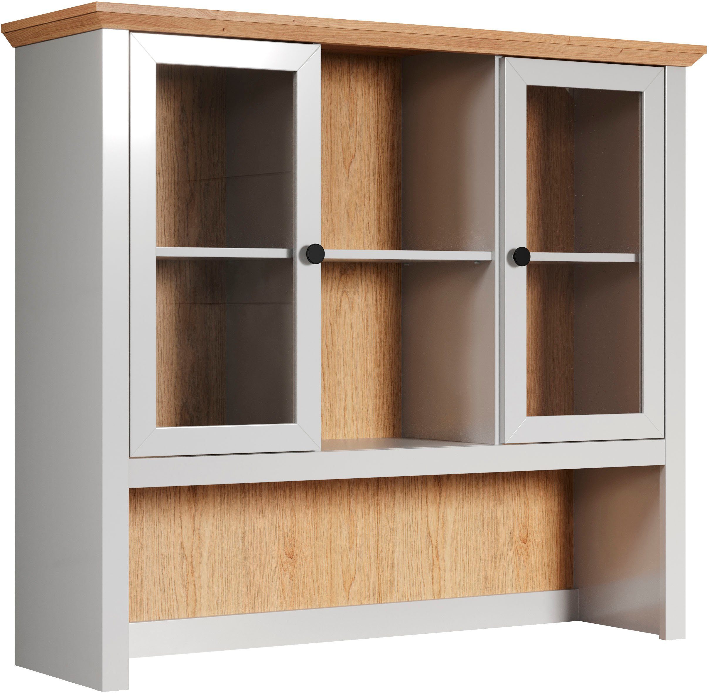 Home affaire Buffet-opzetkast Herzwill Opzetstuk met 2 glazen deuren in landhuisstijl - (B/D/H) 119/36/105 cm (1 stuk)