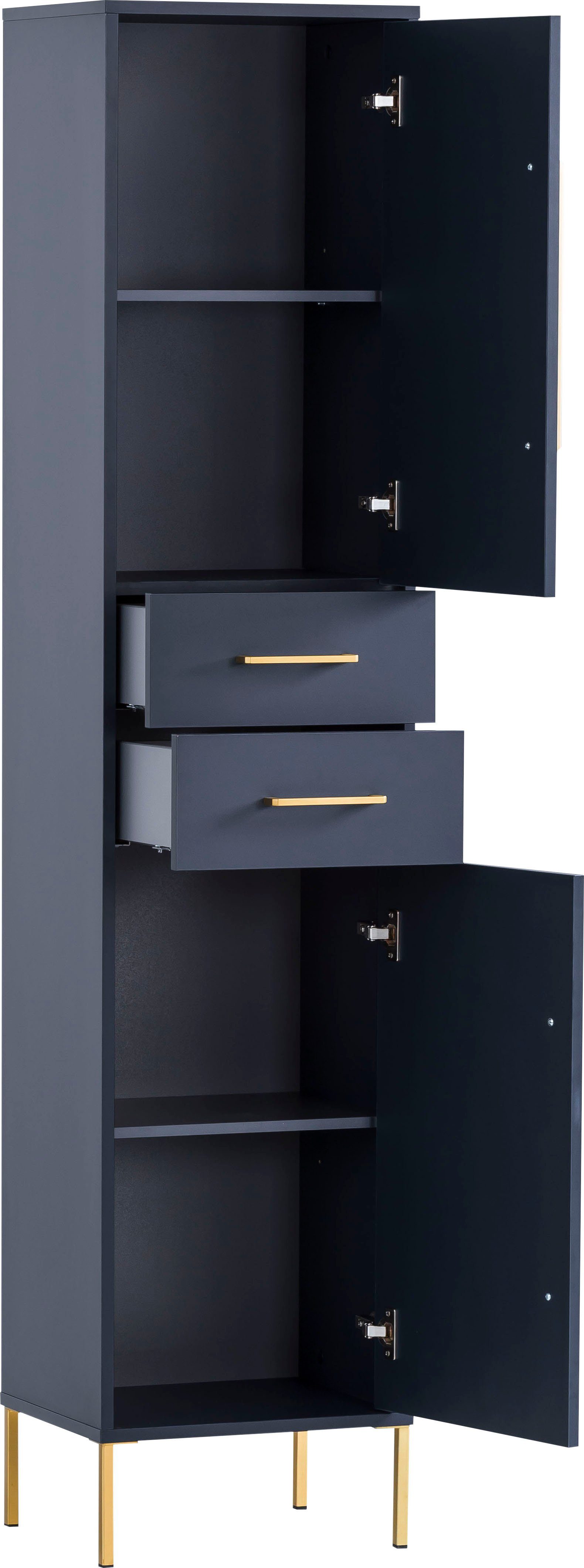 welltime Hoge kast Kent met goudkleurige handgrepen
