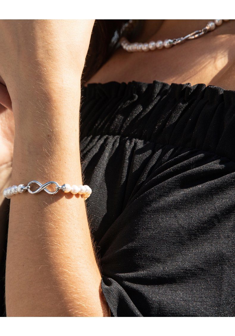 Adriana Kralenarmband Bellagio - Infinity/eeuwige band, B5-S, B5-W-7 Made in Germany - met zoetwater- of Tahitiparel