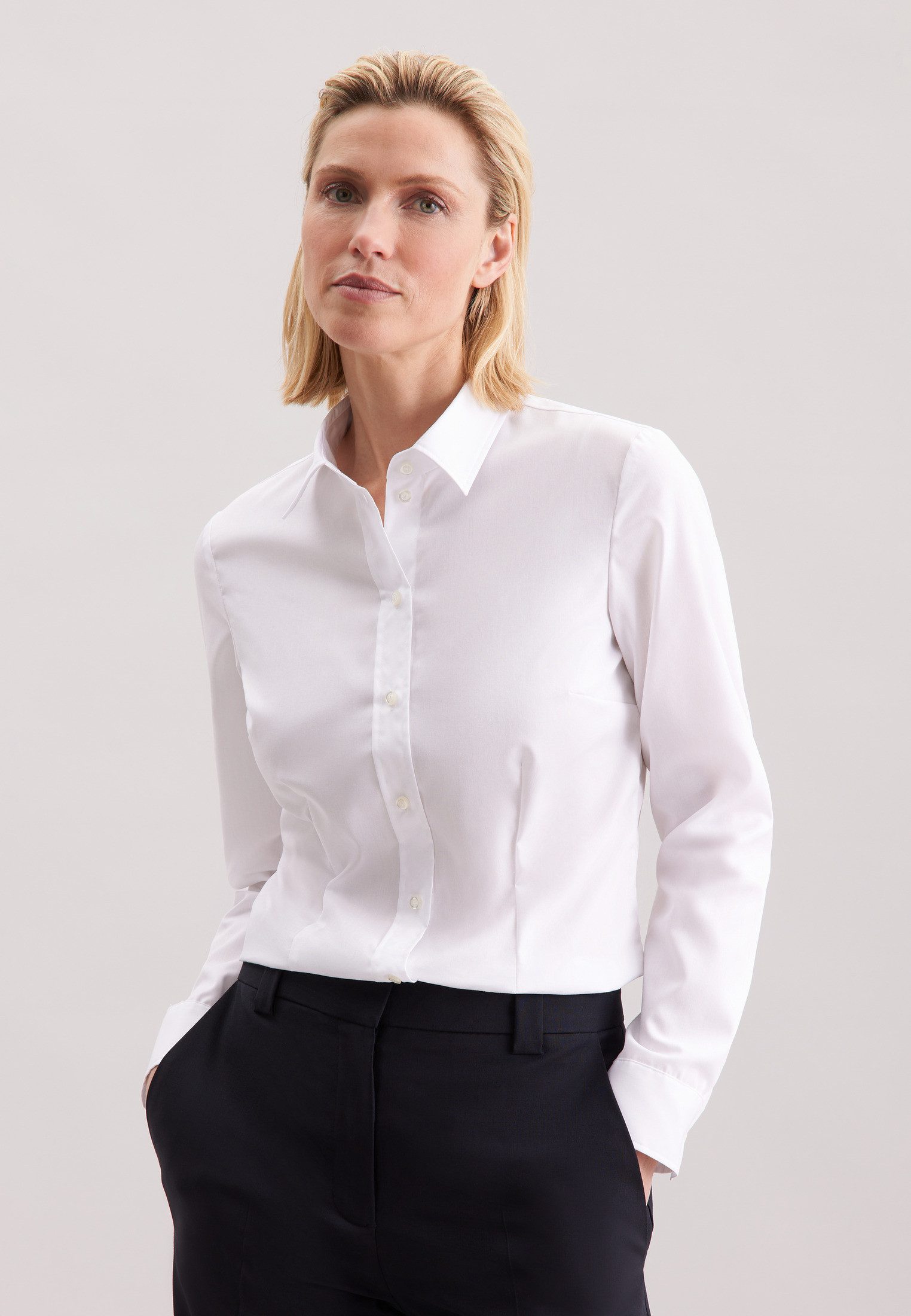 seidensticker Overhemdblouse Lange mouwen kraag uni