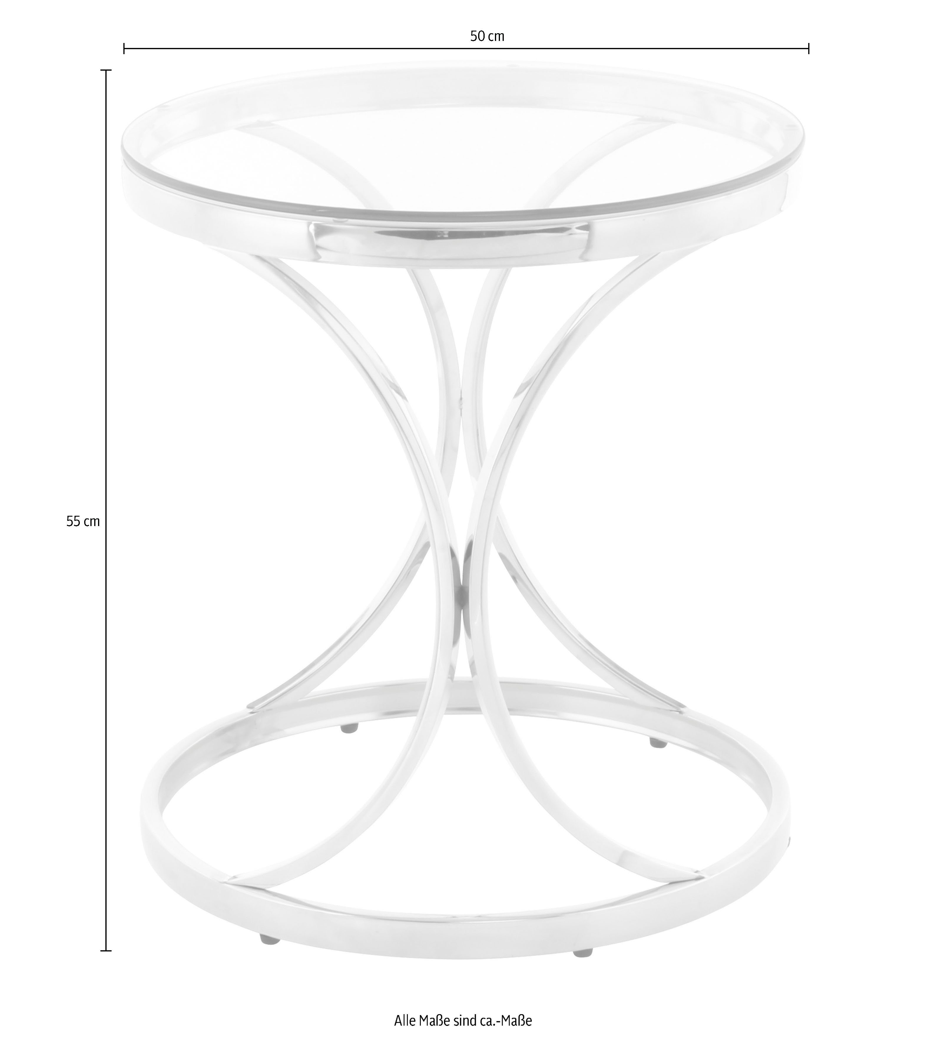 Kayoom Bijzettafel Weyda 225, in elegante uitvoering, ronde glazen tafelblad Glamoureus design, hoogwaardige afwerking, opvallend frame (1 stuk)