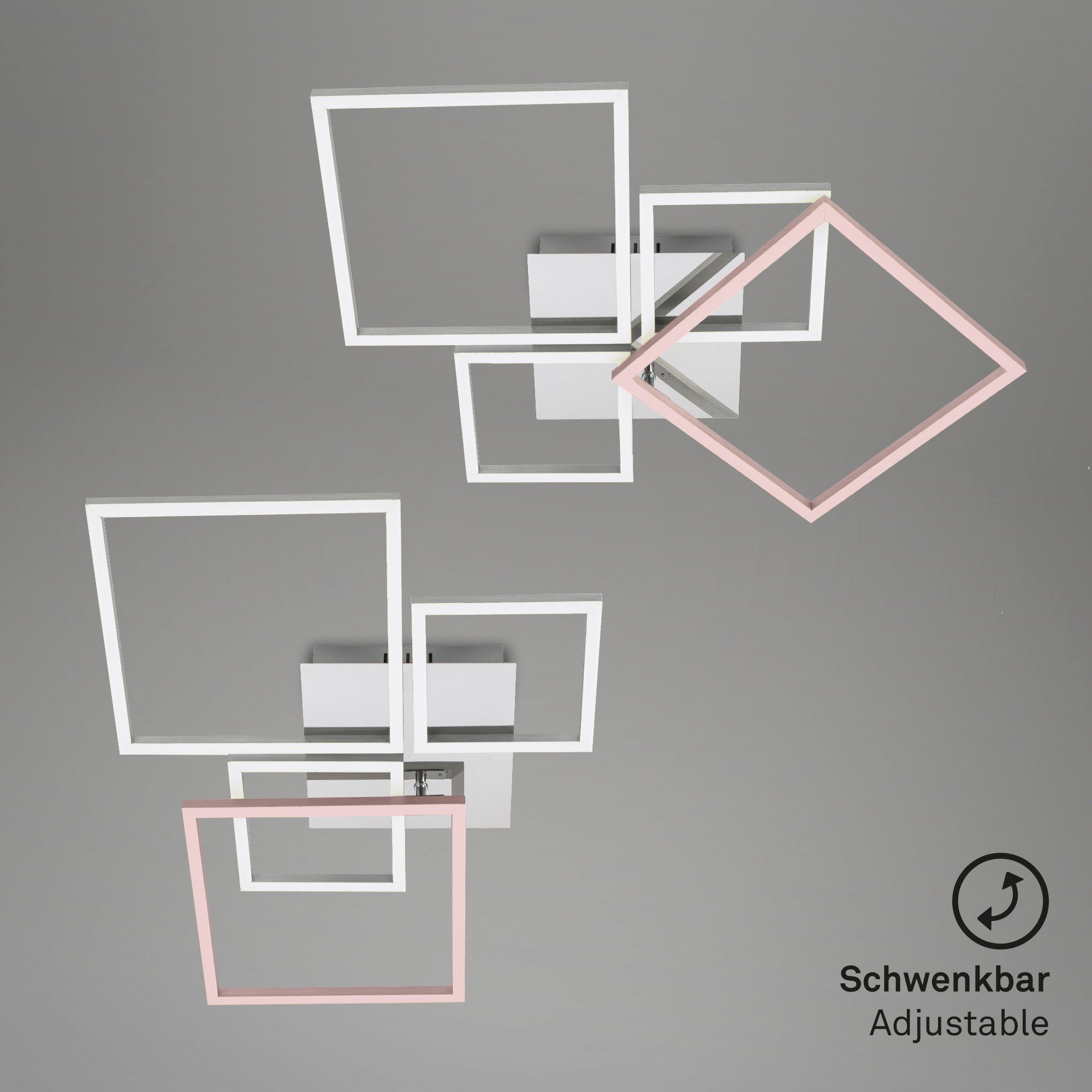 Briloner Leuchten Led-plafondlamp 3093018 FRAME Plafondlamp, 75x46,7x7,5cm, Chroom-Alu, Woonkamer, Slaapkamer