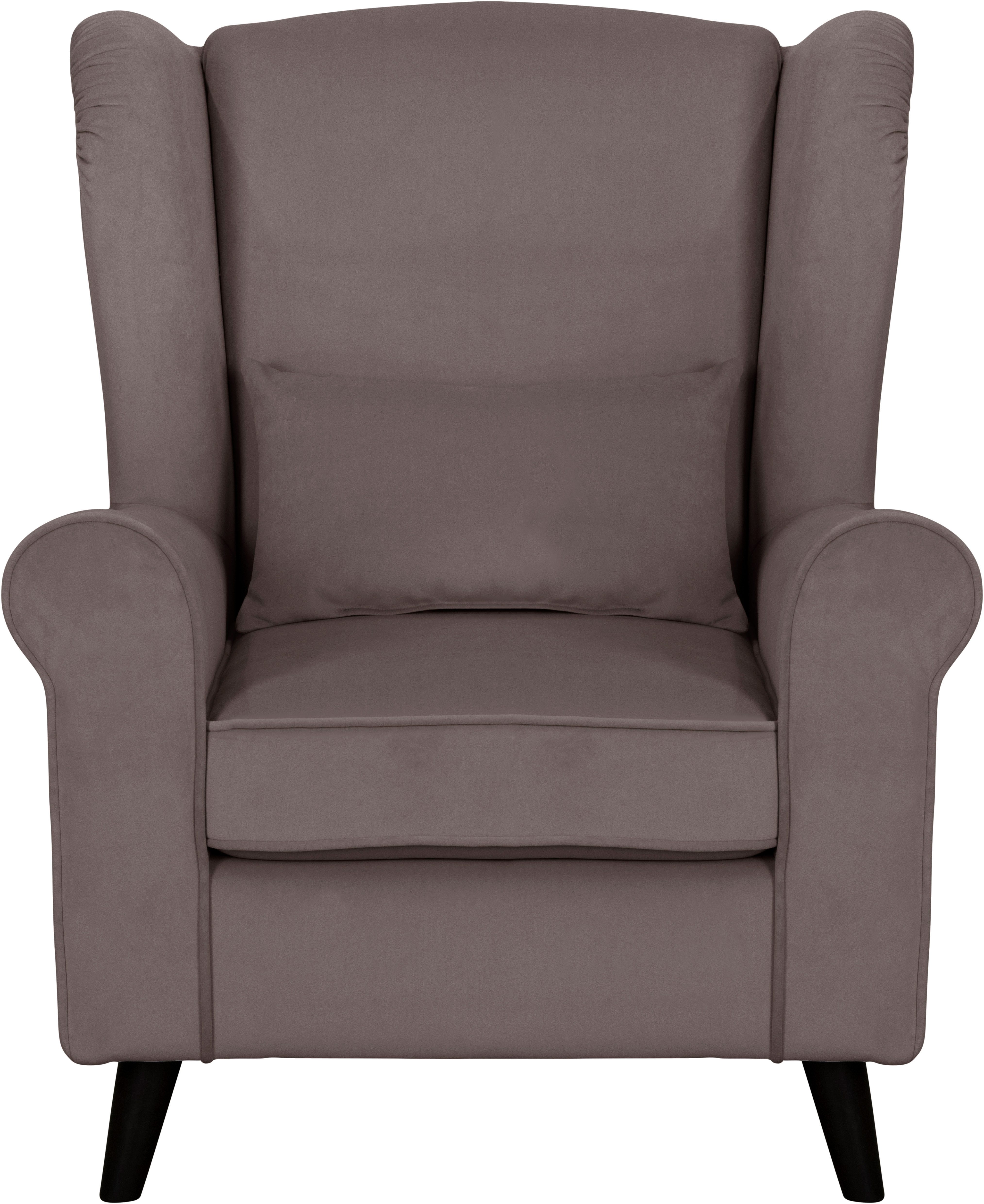 Home affaire Fauteuil Ohrensessel CHISTELLE, optioneel met poef met golfondersteuning, afmetingen: b/d/h: 81/87/99 cm