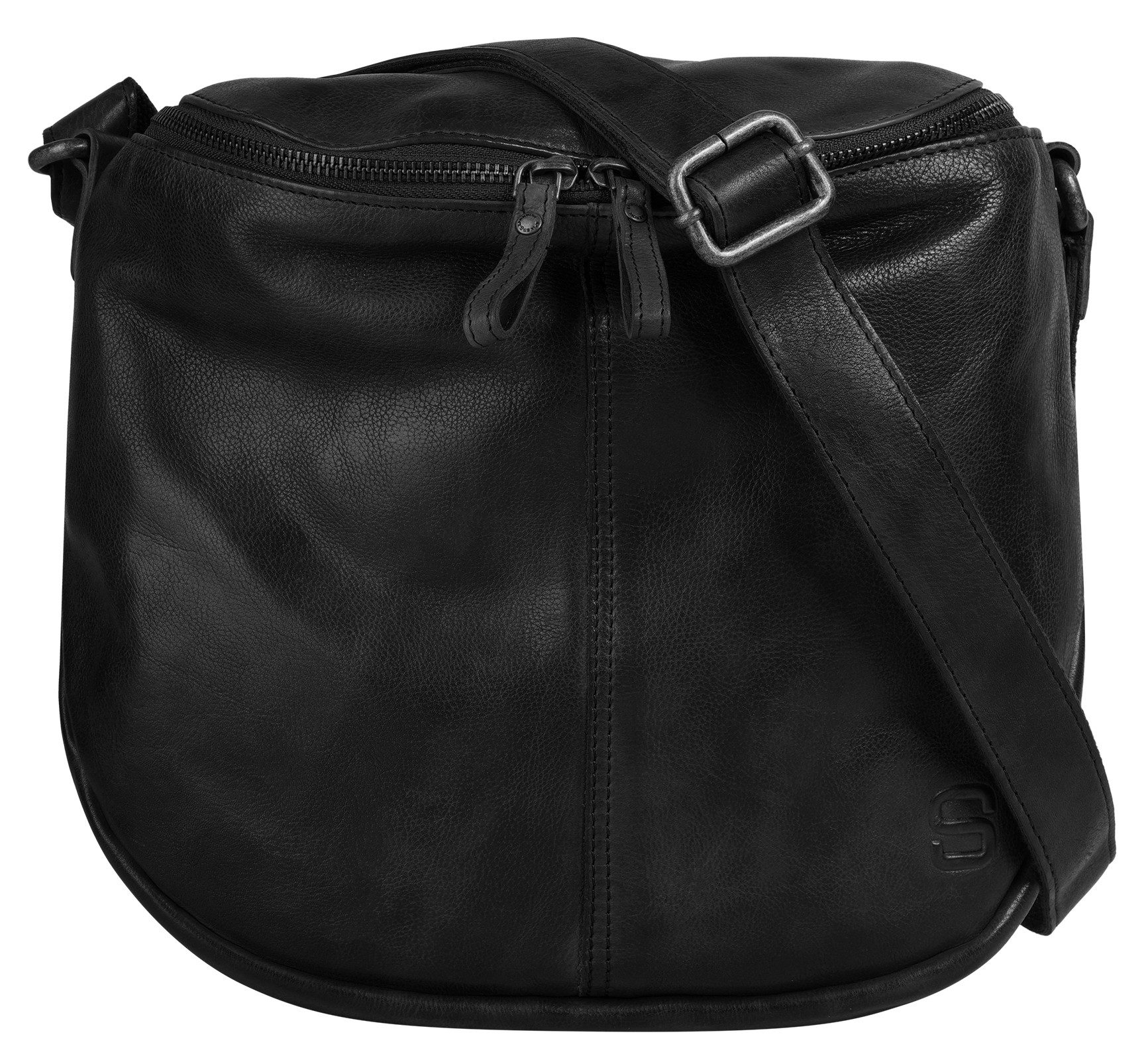Spikes & Sparrow Schoudertas echt leder dames tassen maat Onesize zwart