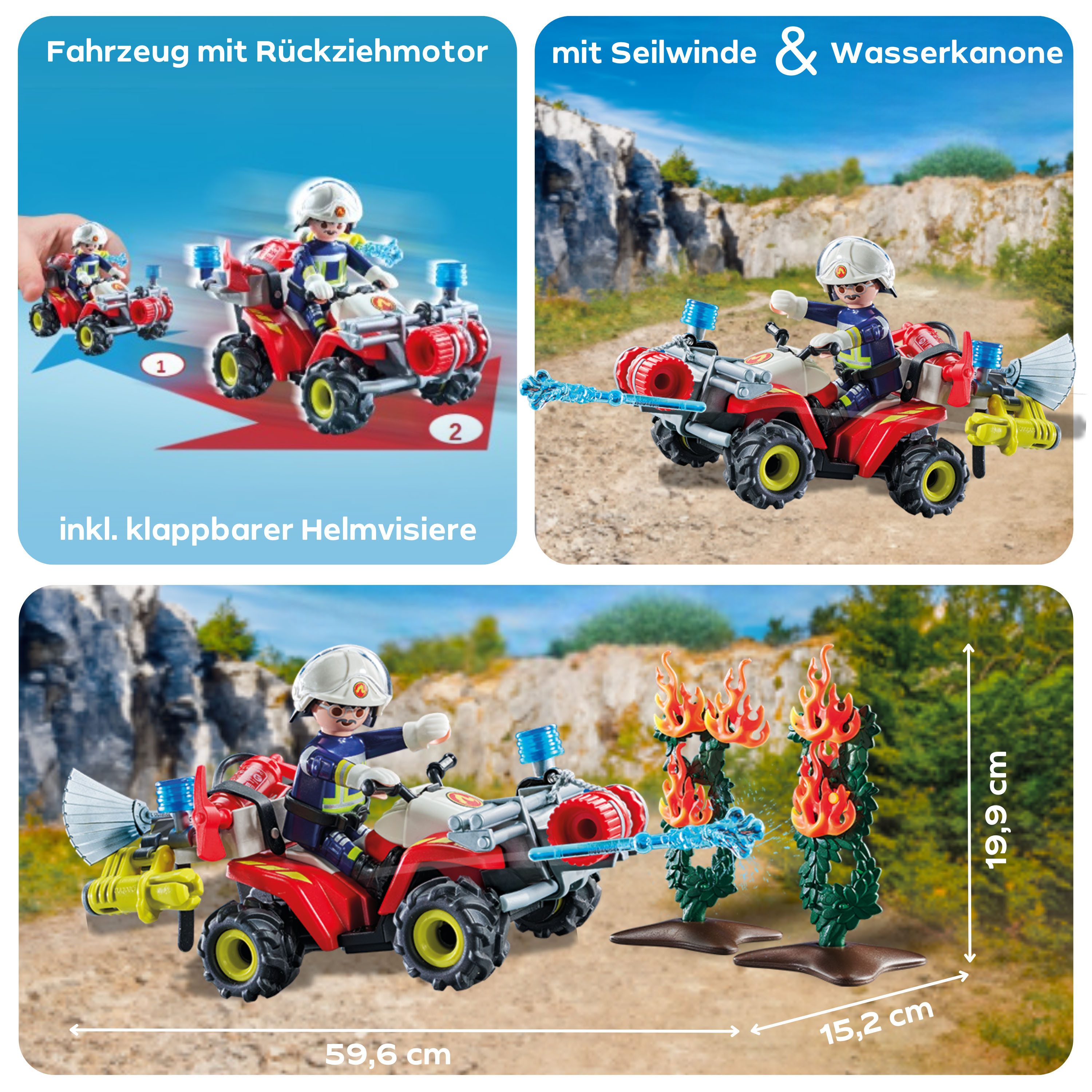 Playmobil® Constructie-speelset Feuerwehr Quad löscht Heckenbrand (71825), Playmobil Action Heroes (47-delig)