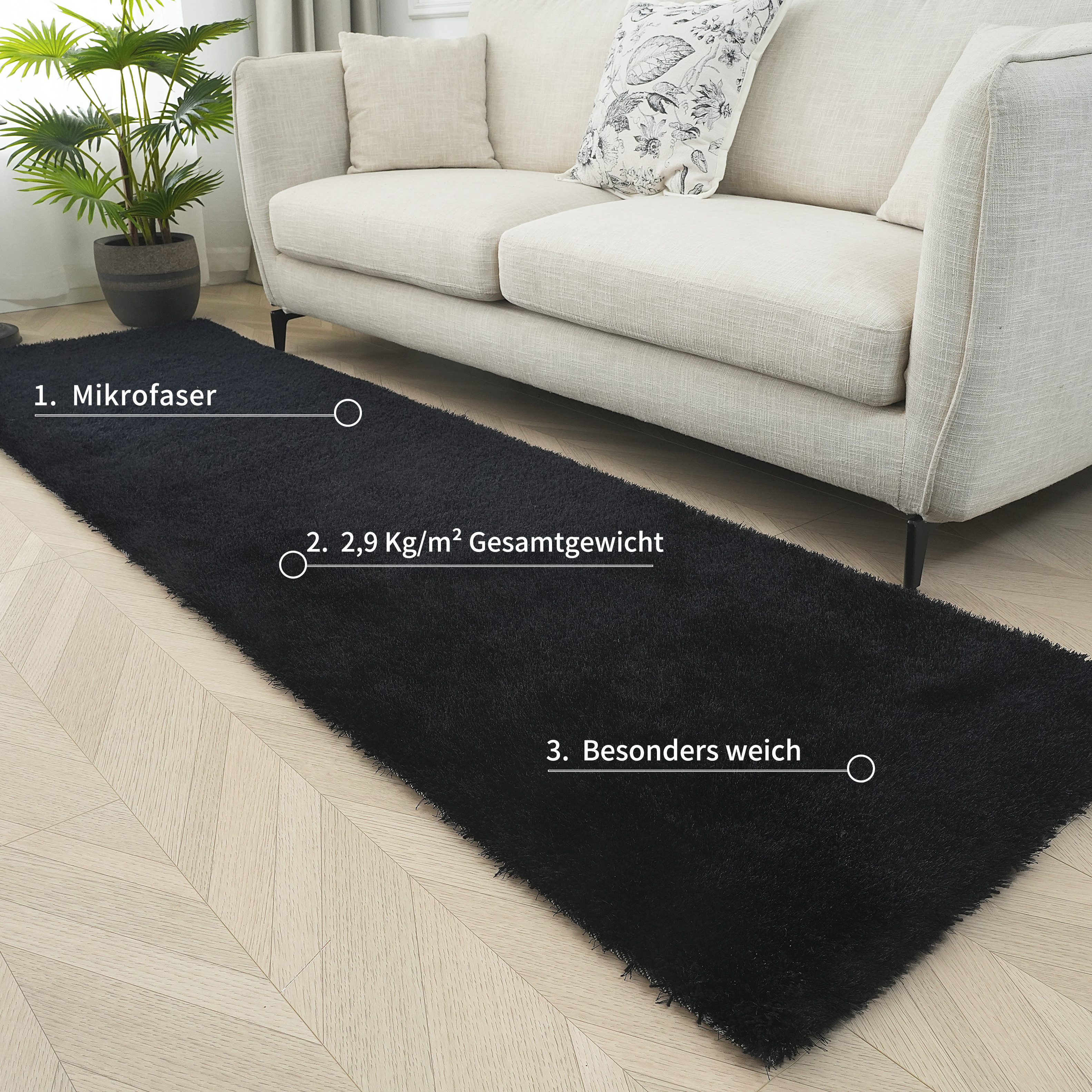 Bruno Banani Hoogpolige loper Dana tapijt, klantenfavoriet Loper, uni, zacht, microvezel, hal, entree, woonkamer, slaapkamer