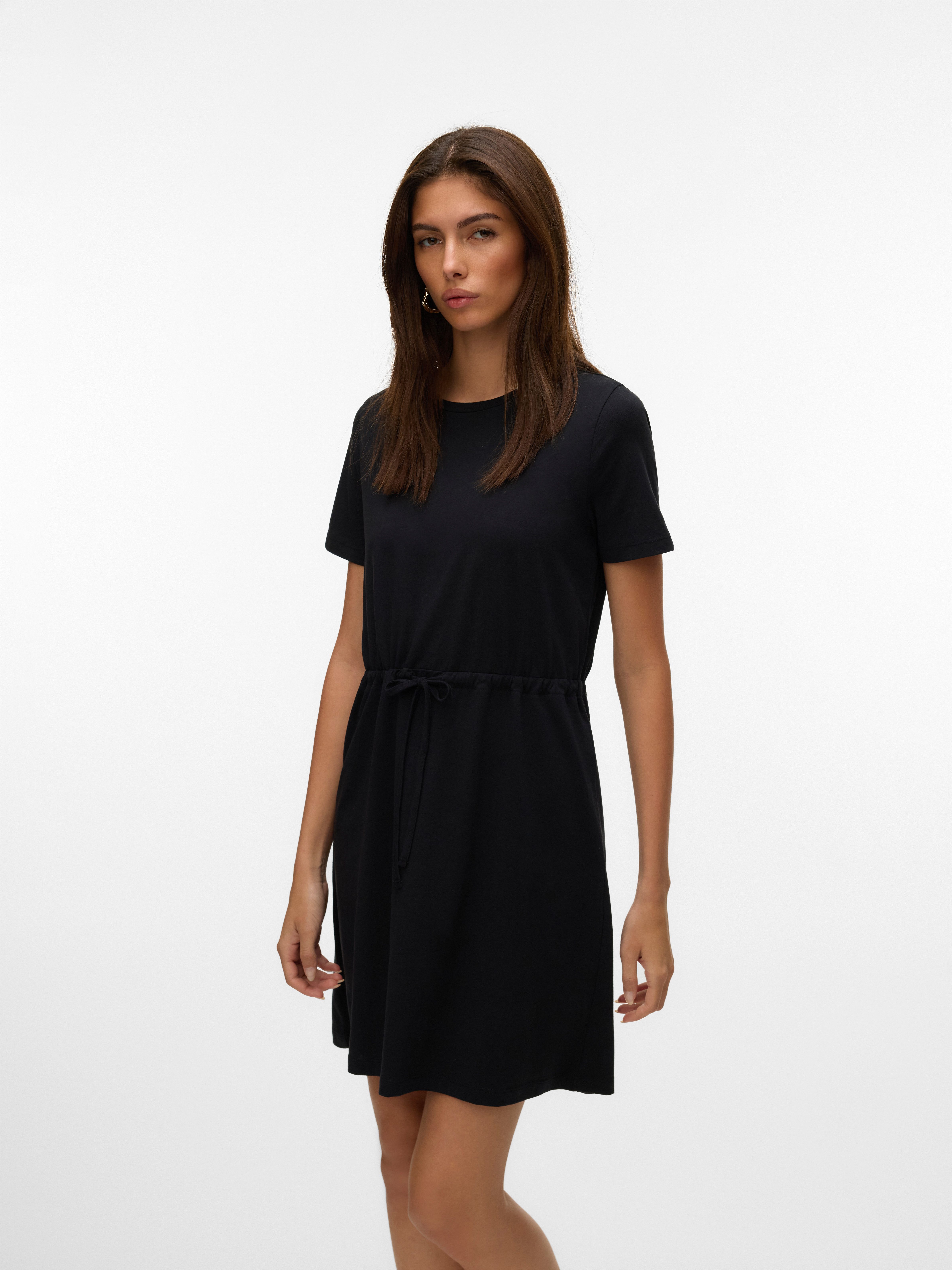 Vero Moda Shirtjurk VMLUNA SS SHORT STRING DRESS JRS NOOS