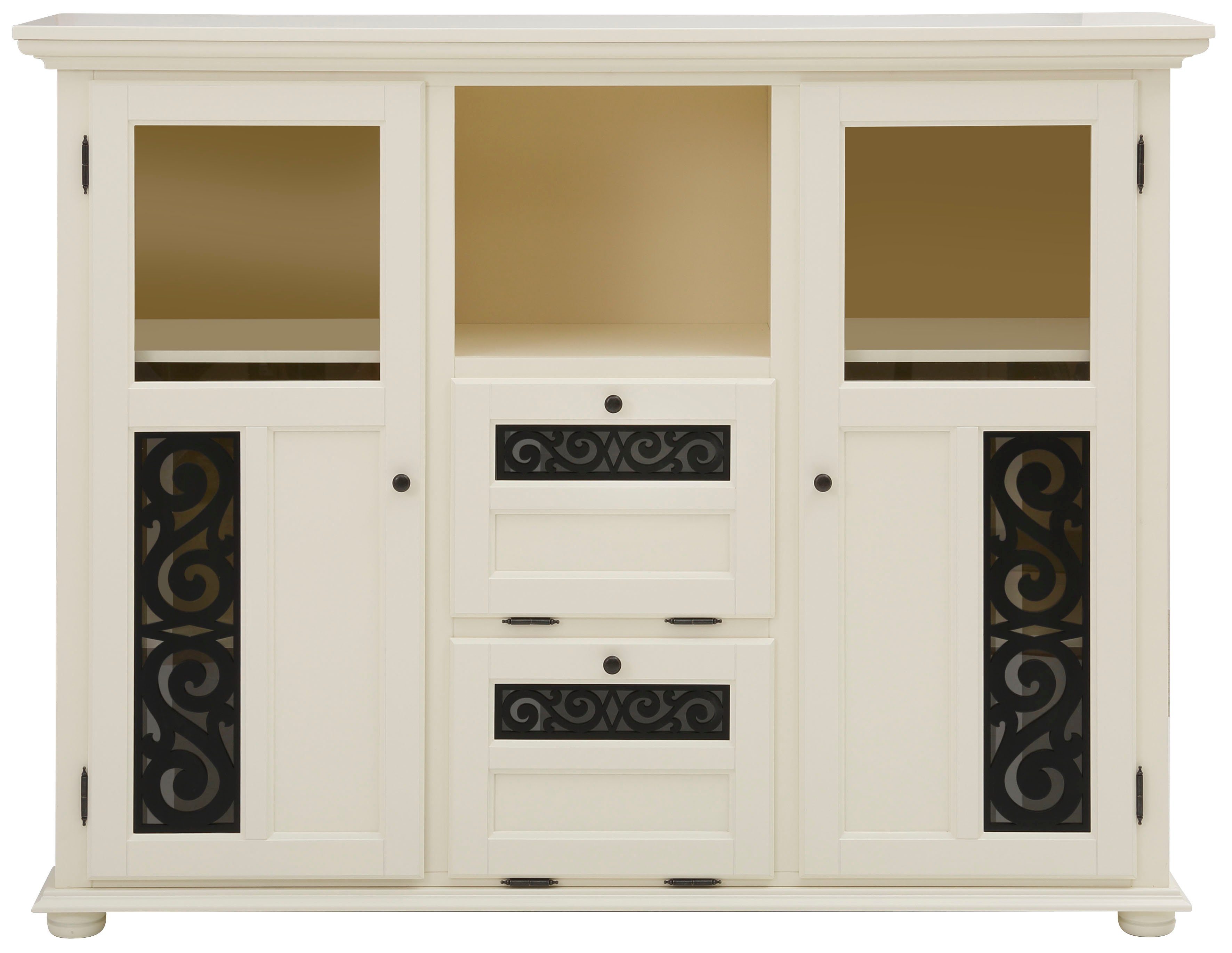 Home affaire Highboard Arabesk Vitrine met decoratieve frezingen, breedte 160 cm