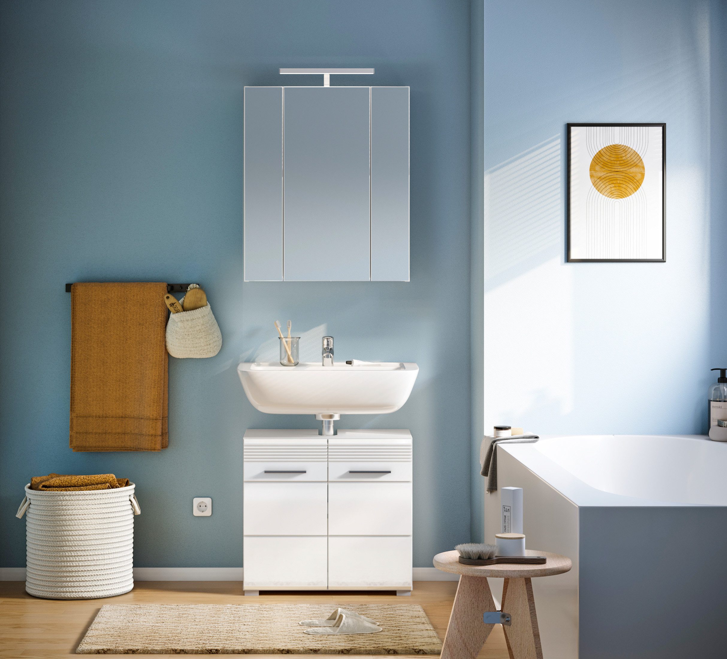 INOSIGN Badkamerserie Malmö, 2-delig, inclusief LED-verlichting, bestaande uit: (set, 2-delig)