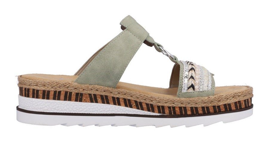 Rieker Slippers , sleehak, zomerschoen, pantoffels met decoratieve kralen