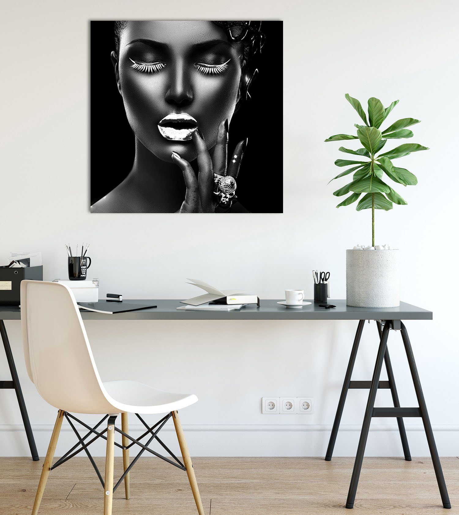 Leonique Artprint op acrylglas Gezicht met de hand ingewerkte bladgoud applicaties
