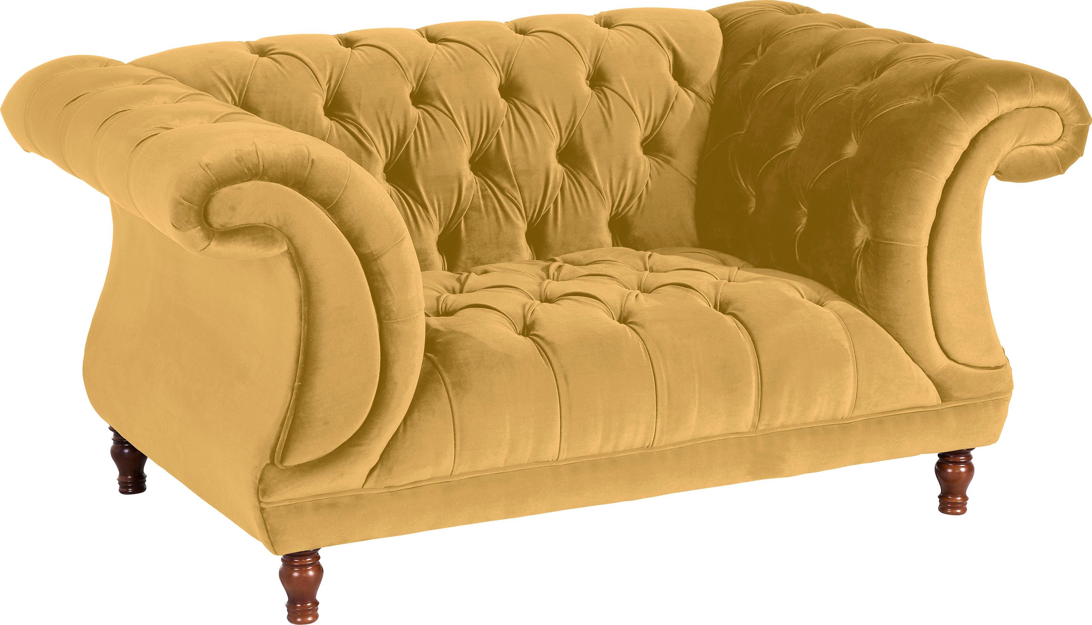 Max Winzer® Loveseat Isabelle, loungestoel Capitonnage & gedraaide poten in beuken notenkleur, breedte 167 cm