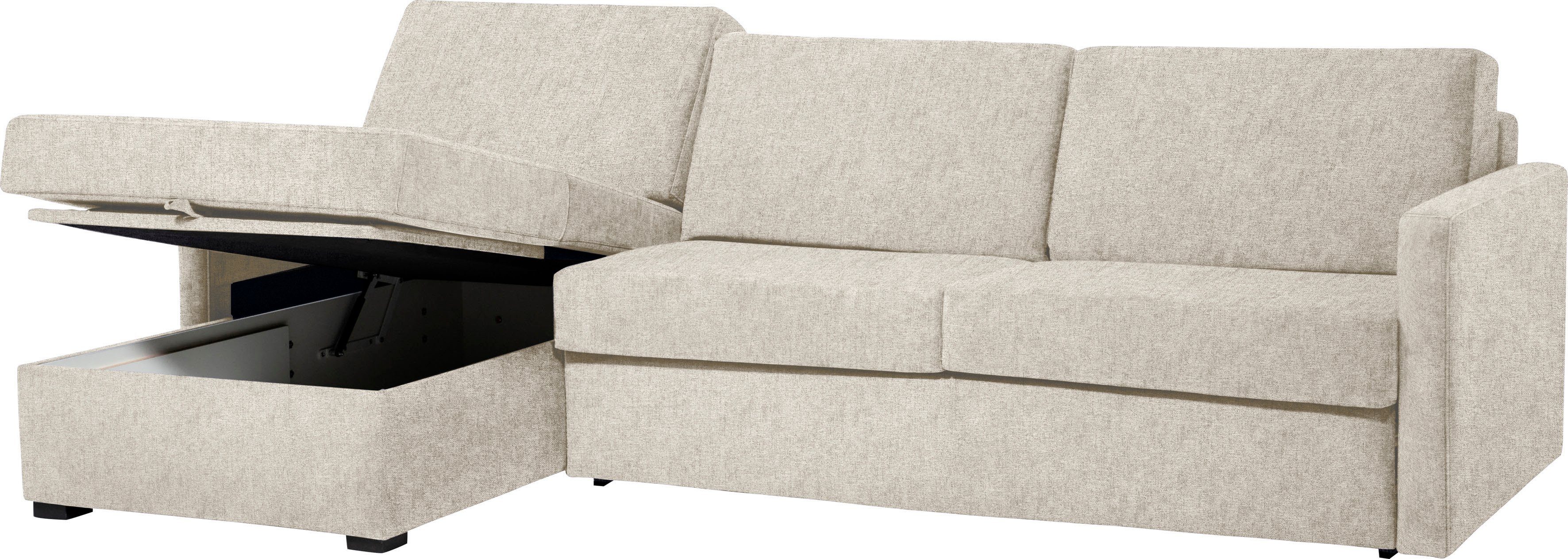 Places of Style Slaapbank GOLDPOINT hoekbank 264 cm, ligoppervlak (140/200 cm), L-vorm, Slaapfunctie, Bonell-binnenveringsmatras en volwaardige bedfunctie