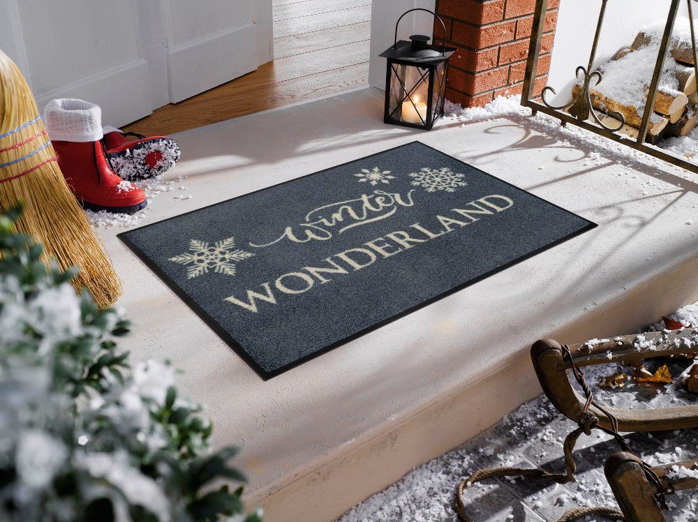 wash+dry by Kleen-Tex Mat Winter Wonderland Inloopmat, met quote, geschikt voor binnen en buiten, wasbaar